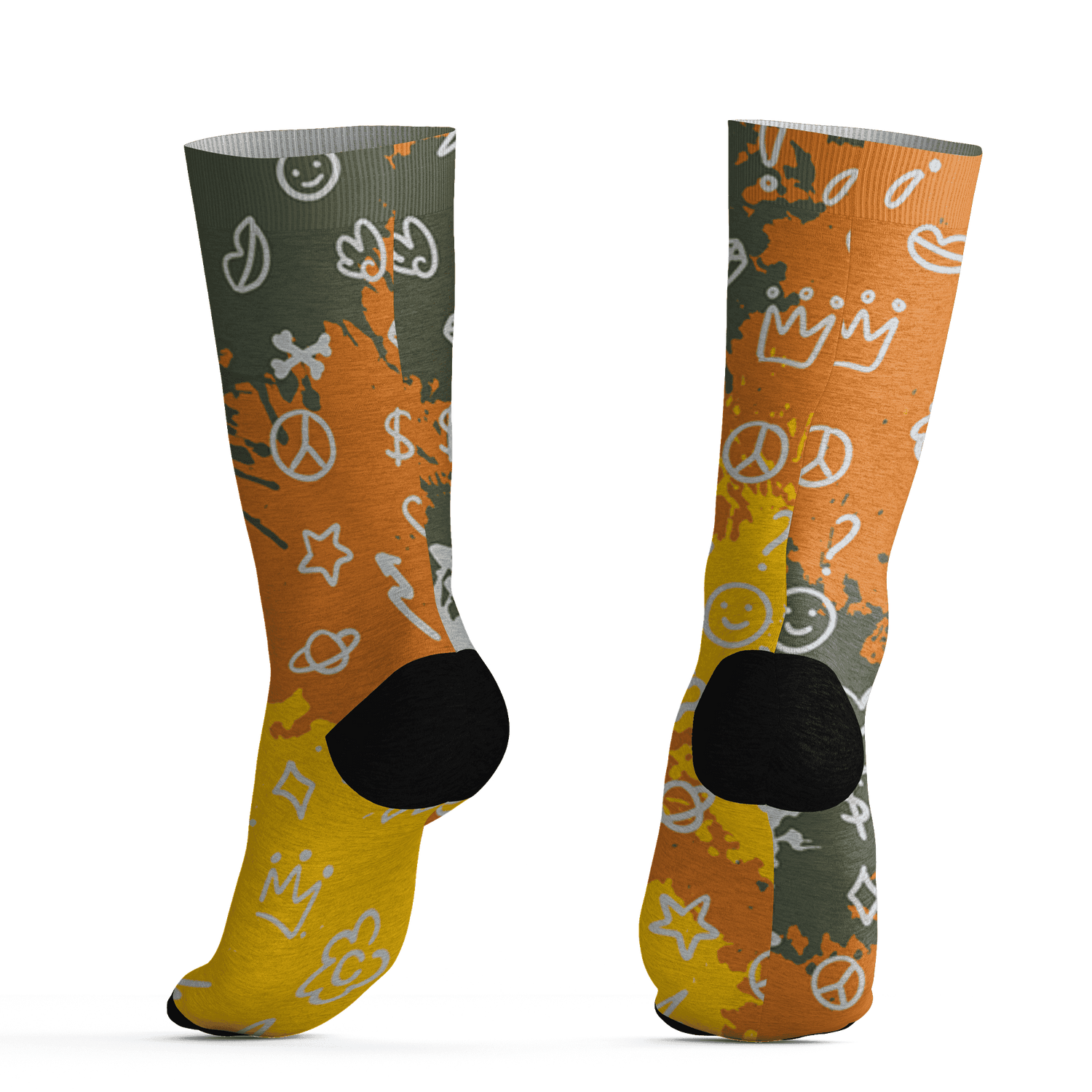 Olive 5s Socks Match Hustle Grind Pray 3D All-Over Print - NastyJamz