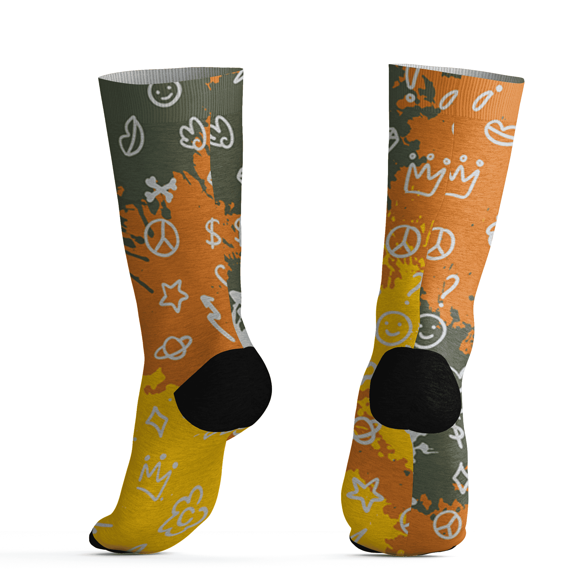 Olive 5s Socks Match Hustle Grind Pray 3D All-Over Print - NastyJamz