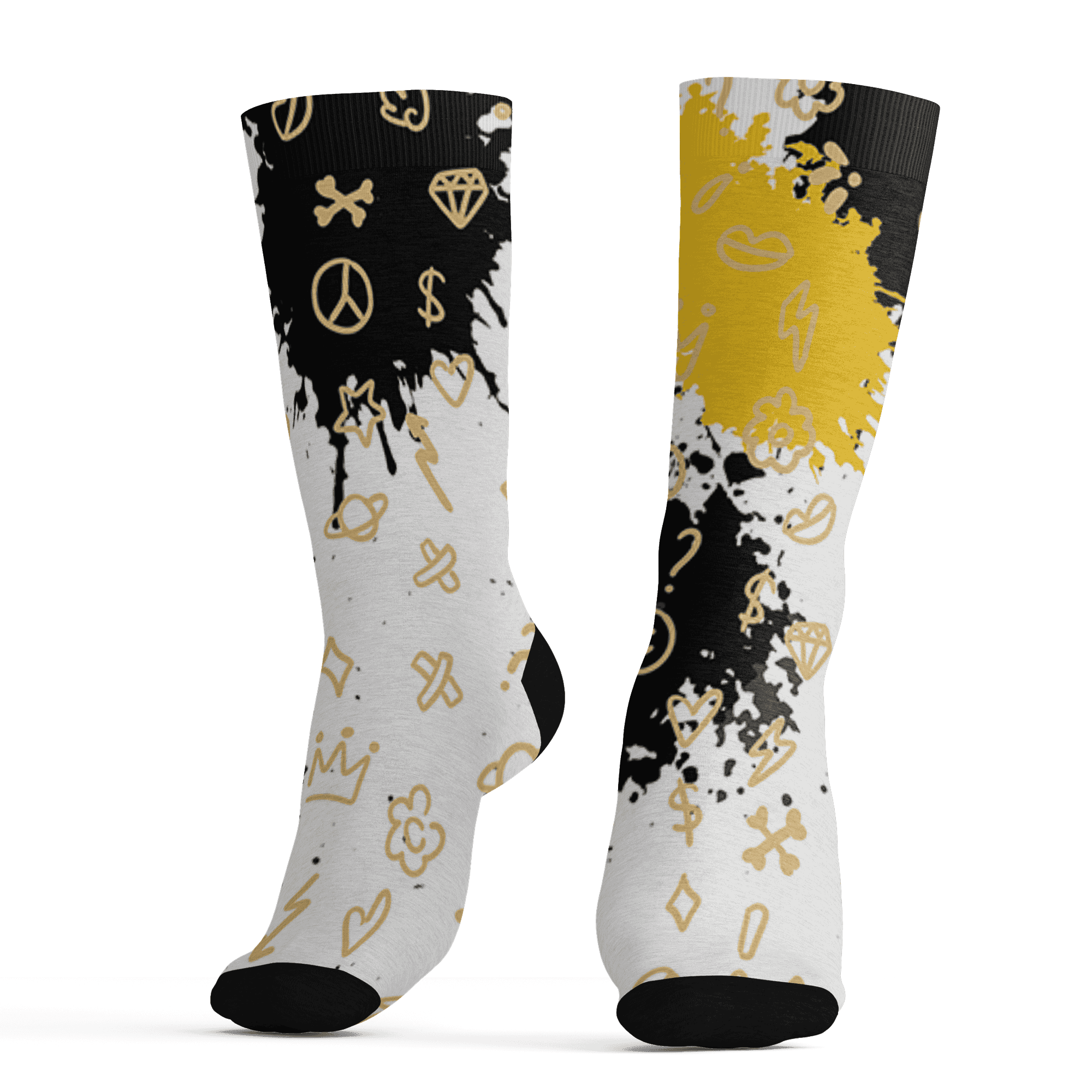 Yellow Ochre 6s Socks Match Hustle Grind Pray 3D All-Over Print - NastyJamz