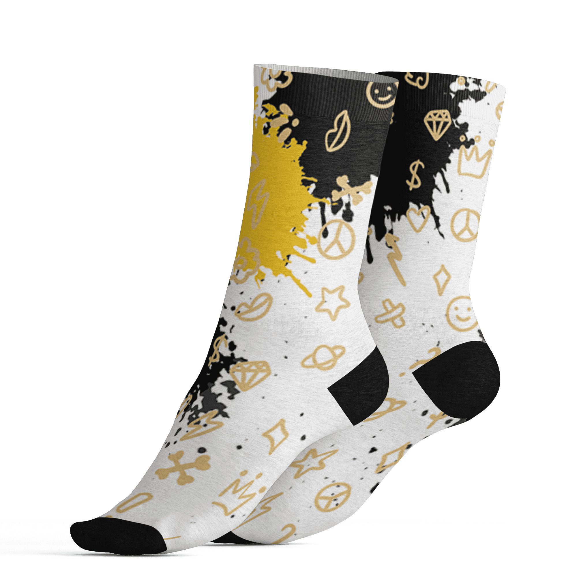 Yellow Ochre 6s Socks Match Hustle Grind Pray 3D All-Over Print - NastyJamz