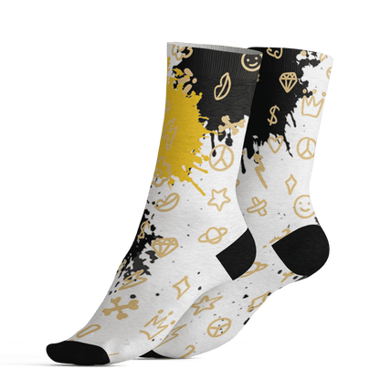 Yellow Ochre 6s Socks Match Hustle Grind Pray 3D All-Over Print - NastyJamz