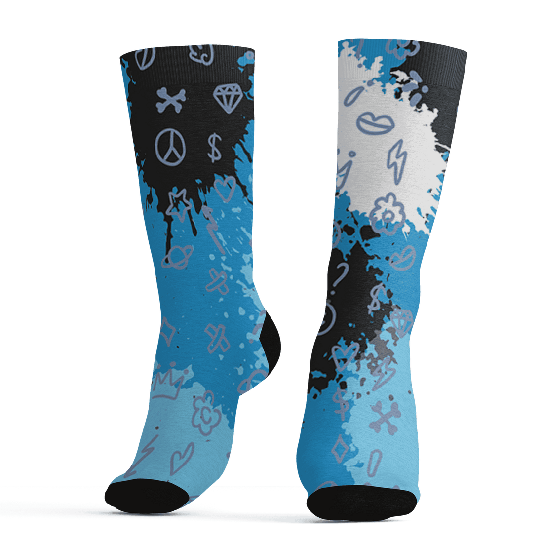 Powder Blue 9s Socks Match Hustle Grind Pray 3D All-Over Print - NastyJamz