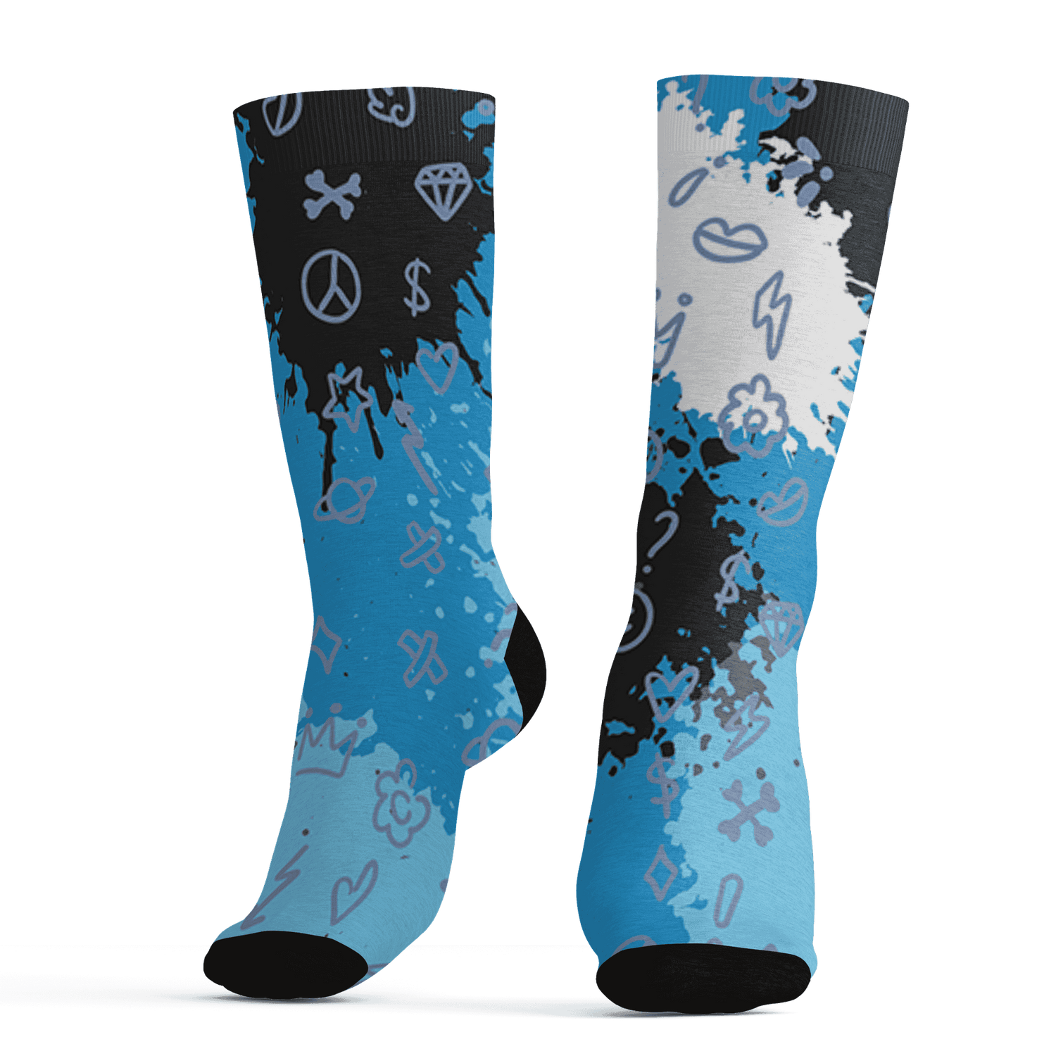 Powder Blue 9s Socks Match Hustle Grind Pray 3D All-Over Print - NastyJamz