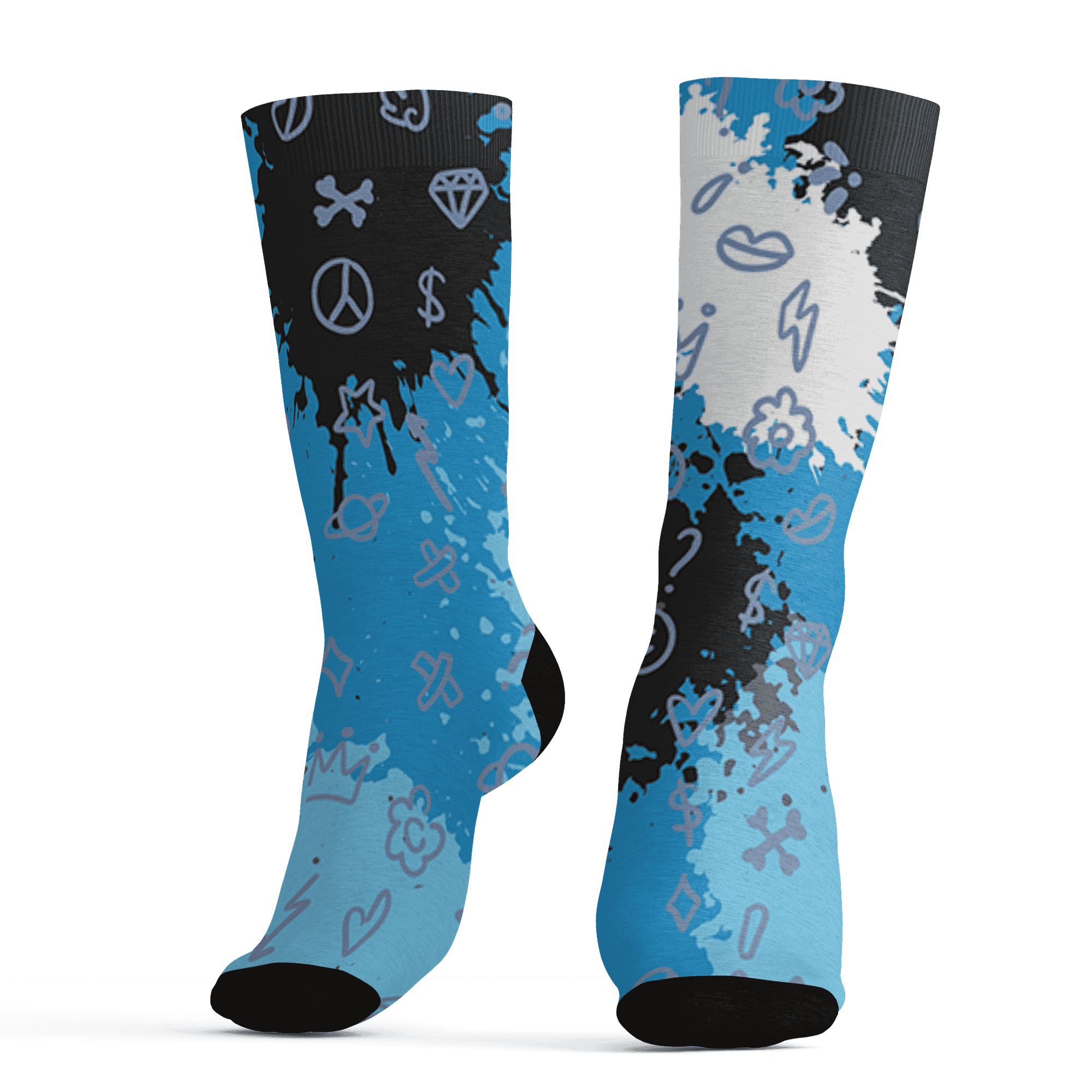 Powder Blue 9s Socks Match Hustle Grind Pray 3D All-Over Print - NastyJamz
