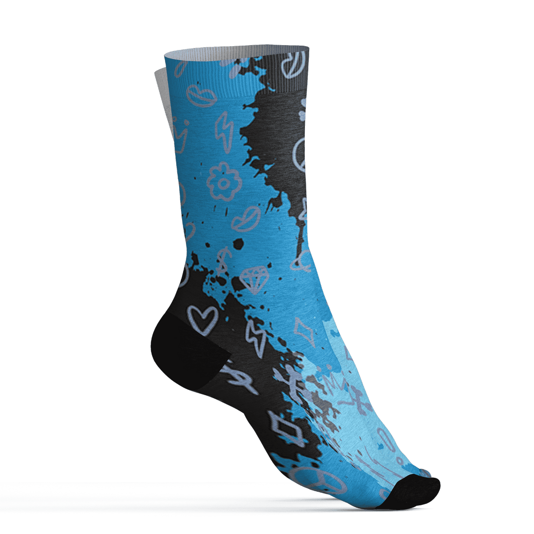 Powder Blue 9s Socks Match Hustle Grind Pray 3D All-Over Print - NastyJamz