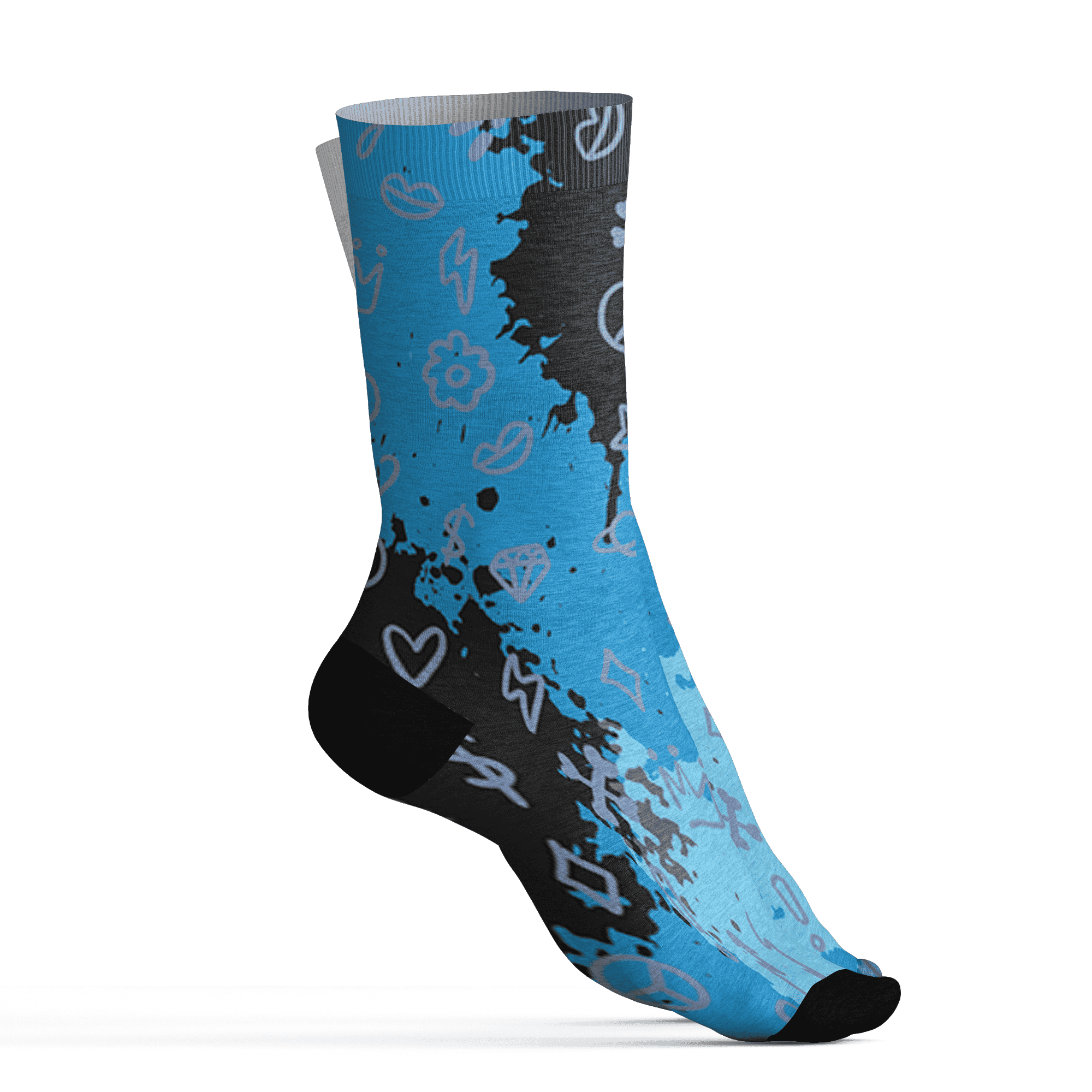 Powder Blue 9s Socks Match Hustle Grind Pray 3D All-Over Print - NastyJamz