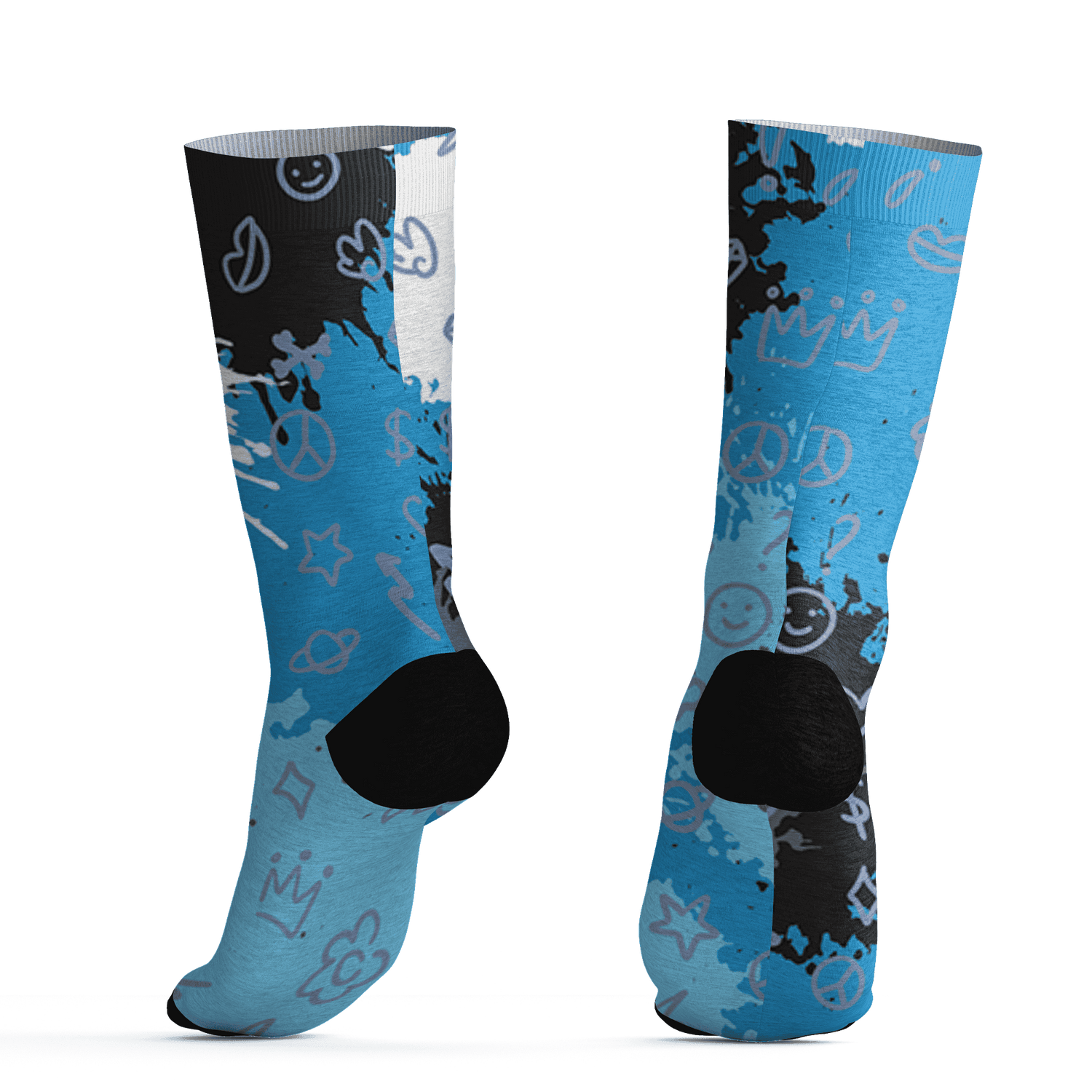 Powder Blue 9s Socks Match Hustle Grind Pray 3D All-Over Print - NastyJamz