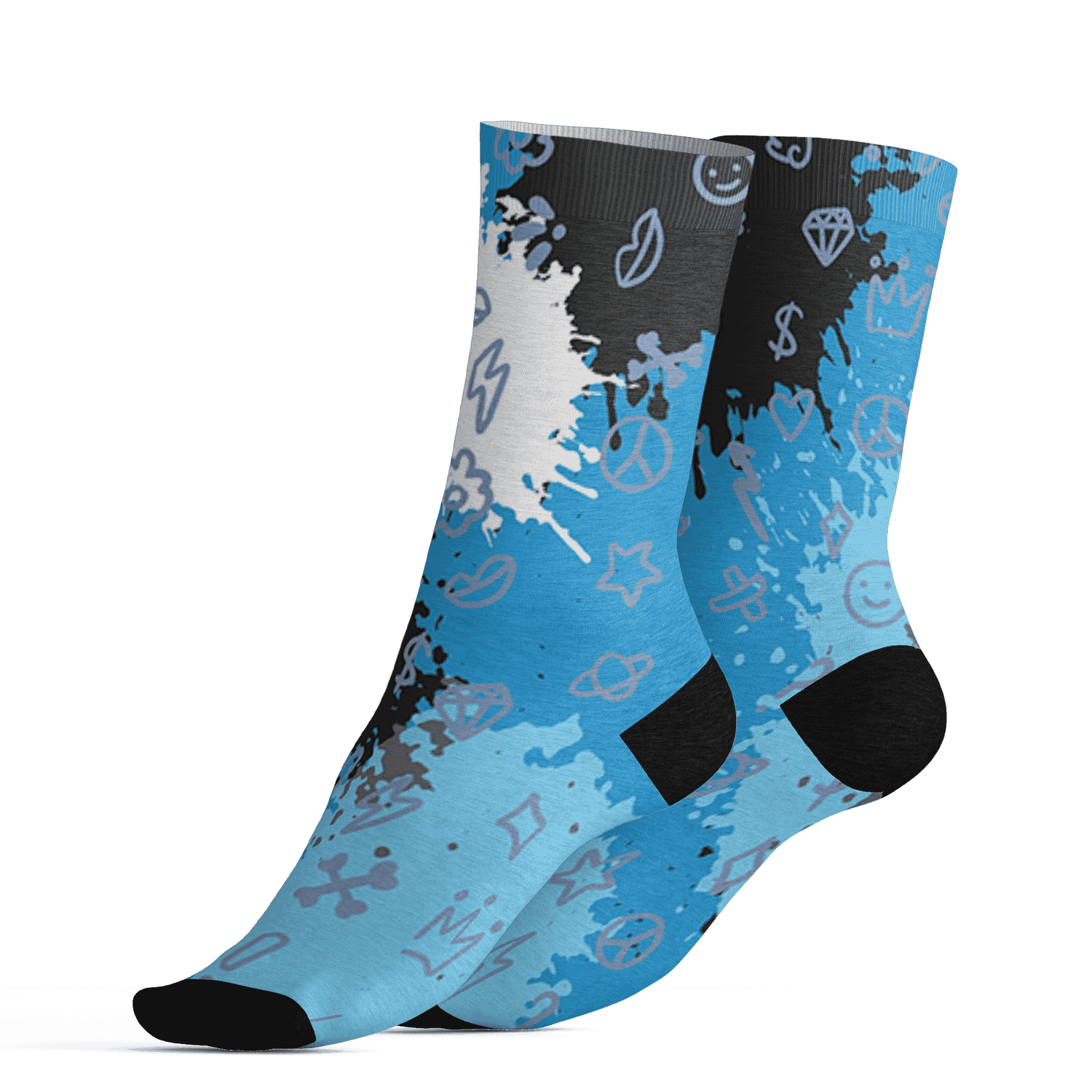 Powder Blue 9s Socks Match Hustle Grind Pray 3D All-Over Print - NastyJamz