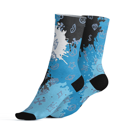 Powder Blue 9s Socks Match Hustle Grind Pray 3D All-Over Print - NastyJamz
