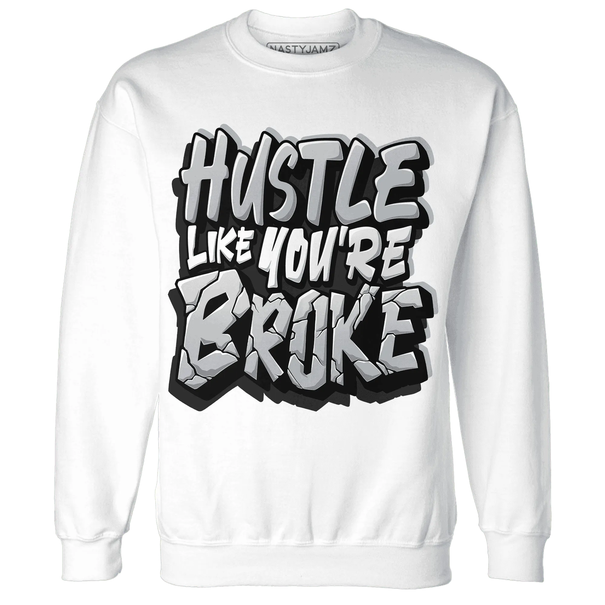 NastyJamz-Wolf-Grey-12s-Sweatshirt-Match-Hustle-Like-Broke