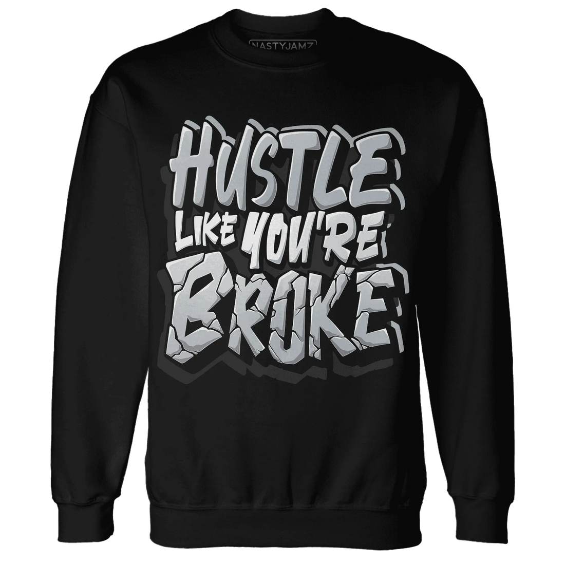 NastyJamz-Wolf-Grey-12s-Sweatshirt-Match-Hustle-Like-Broke