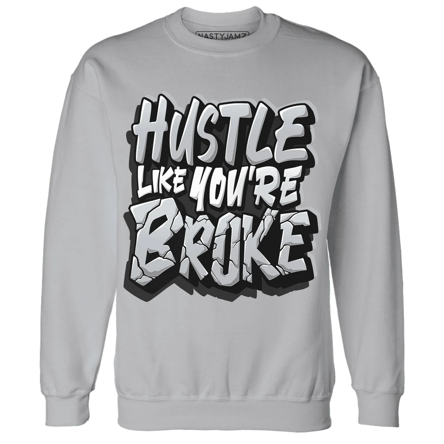 NastyJamz-Wolf-Grey-12s-Sweatshirt-Match-Hustle-Like-Broke