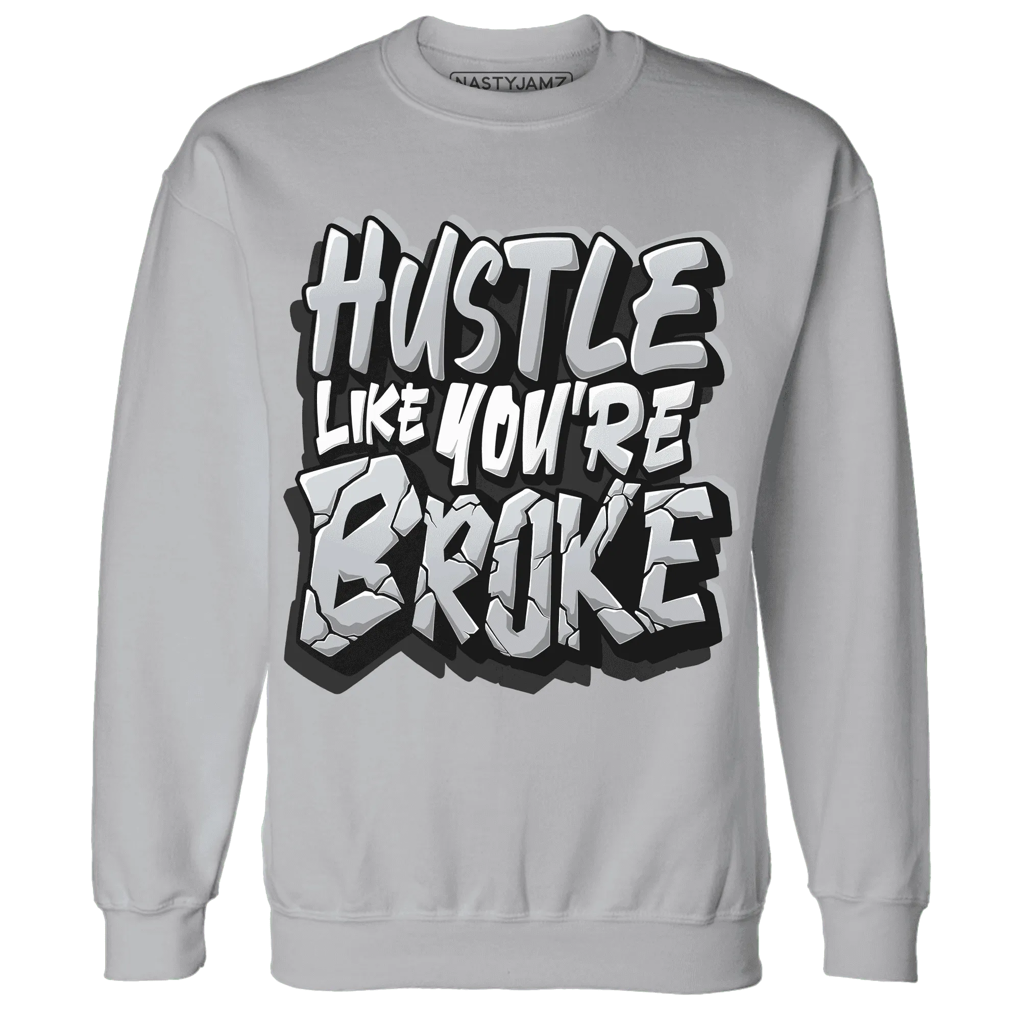 NastyJamz-Wolf-Grey-12s-Sweatshirt-Match-Hustle-Like-Broke
