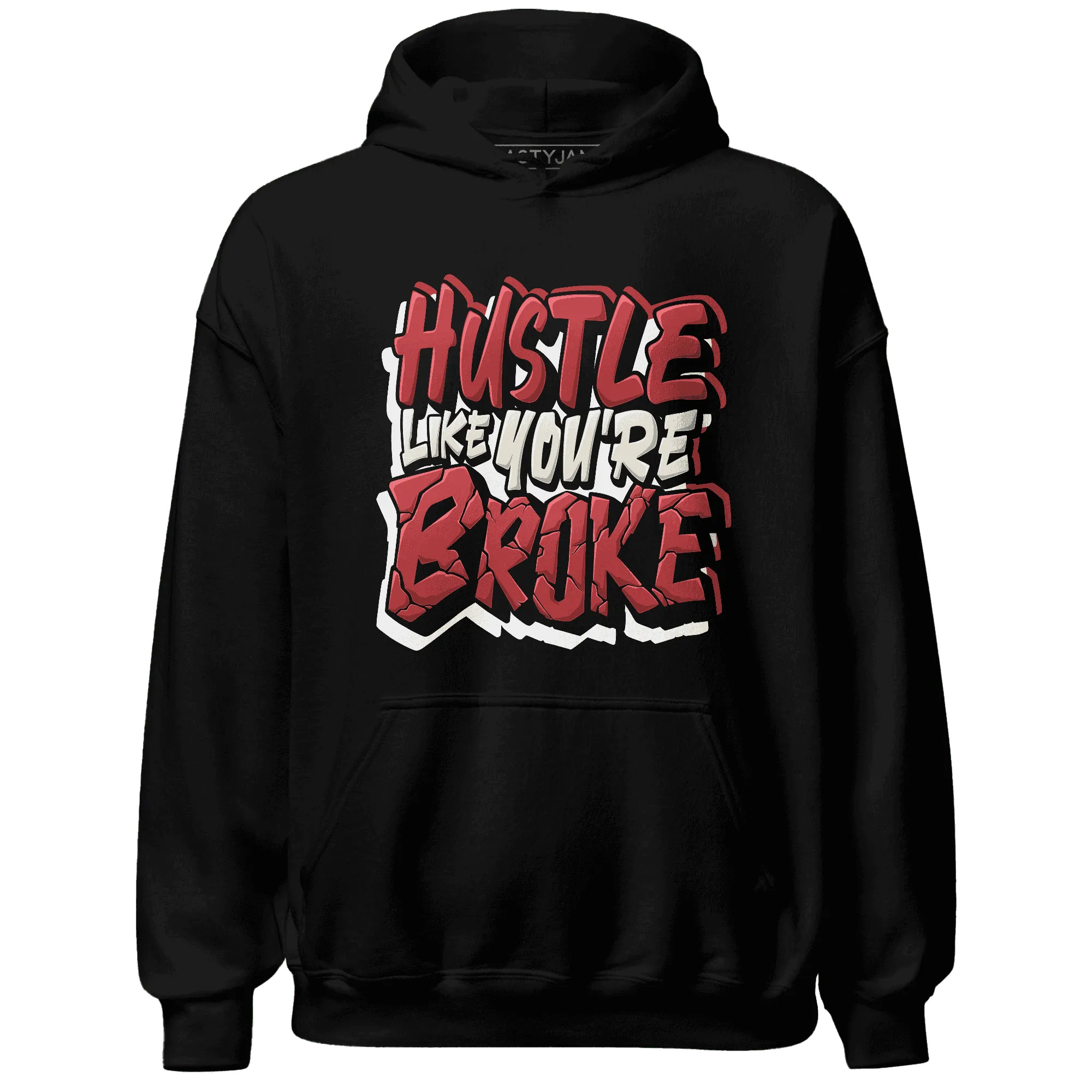 Black-Toe-Reimagined-Red-White-1s-NastyJamz-Hoodie-Match-Hustle-Like-Broke