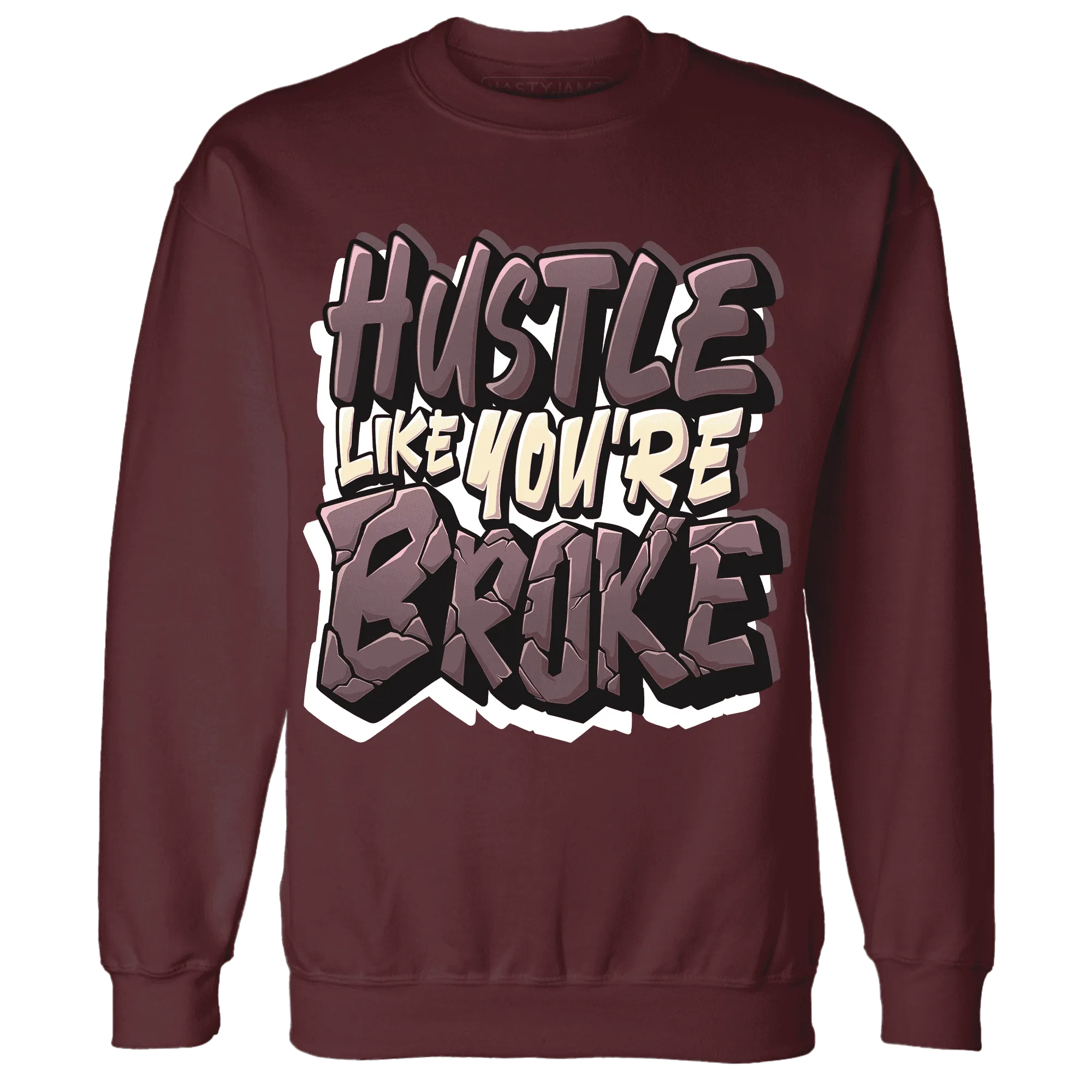 NastyJamz-Burgundy-Crush-3s-Sweatshirt-Match-Hustle-Like-Broke