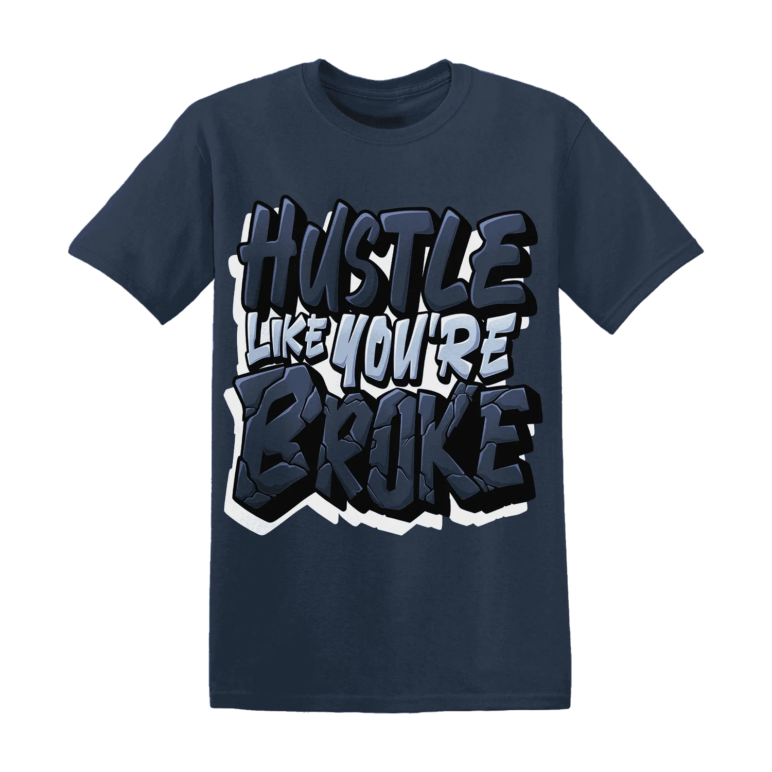 White-Navy-6s-T-Shirt-Match-Hustle-Like-Broke