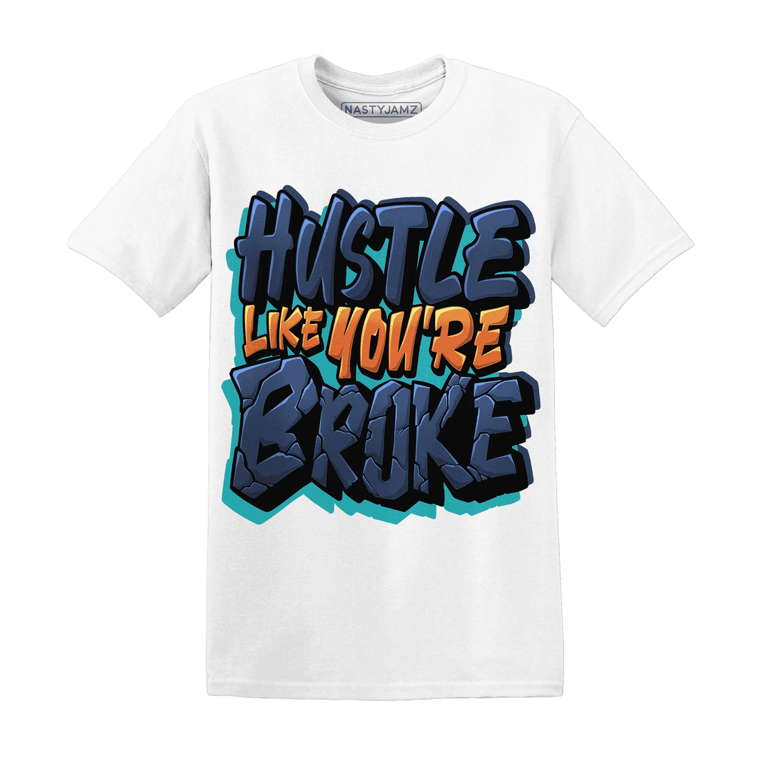 NastyJamz-AM-Plus-Drift-Midnight-Navy-Total-Orange-Dusty-Cactus-T-Shirt-Match-Hustle-Like-Broke