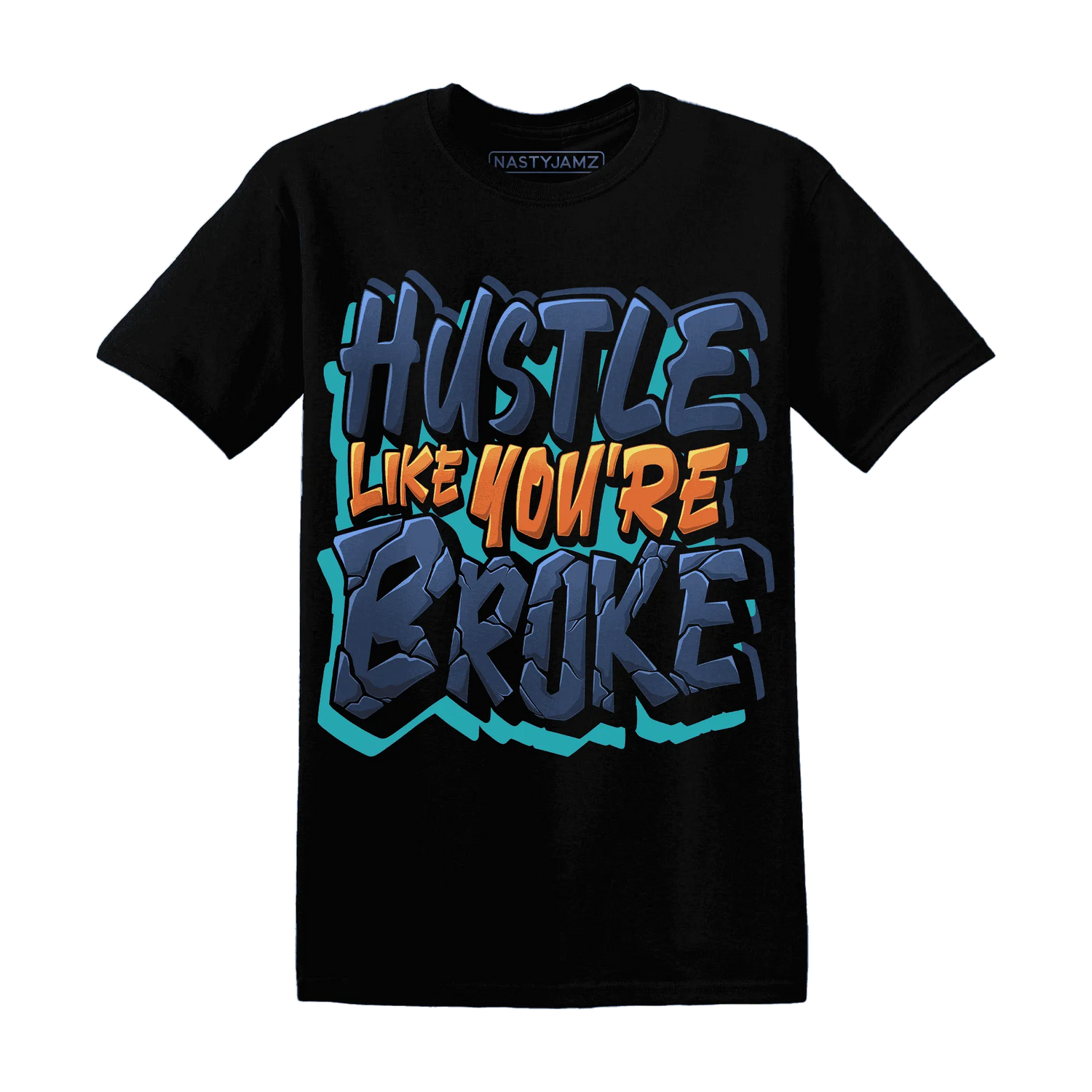 NastyJamz-AM-Plus-Drift-Midnight-Navy-Total-Orange-Dusty-Cactus-T-Shirt-Match-Hustle-Like-Broke