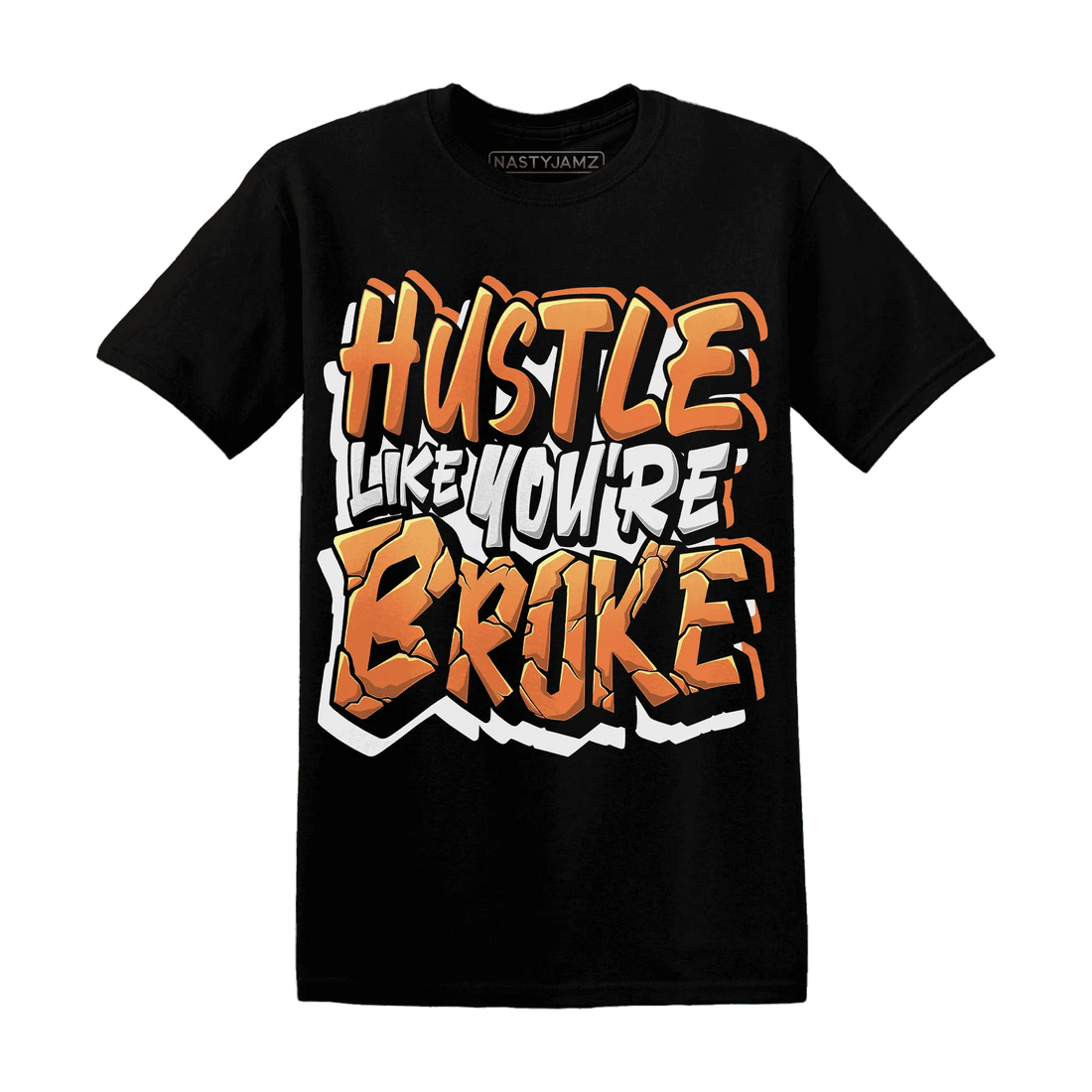 NastyJamz-AM-TW-White-Orange-T-Shirt-Match-Hustle-Like-Broke