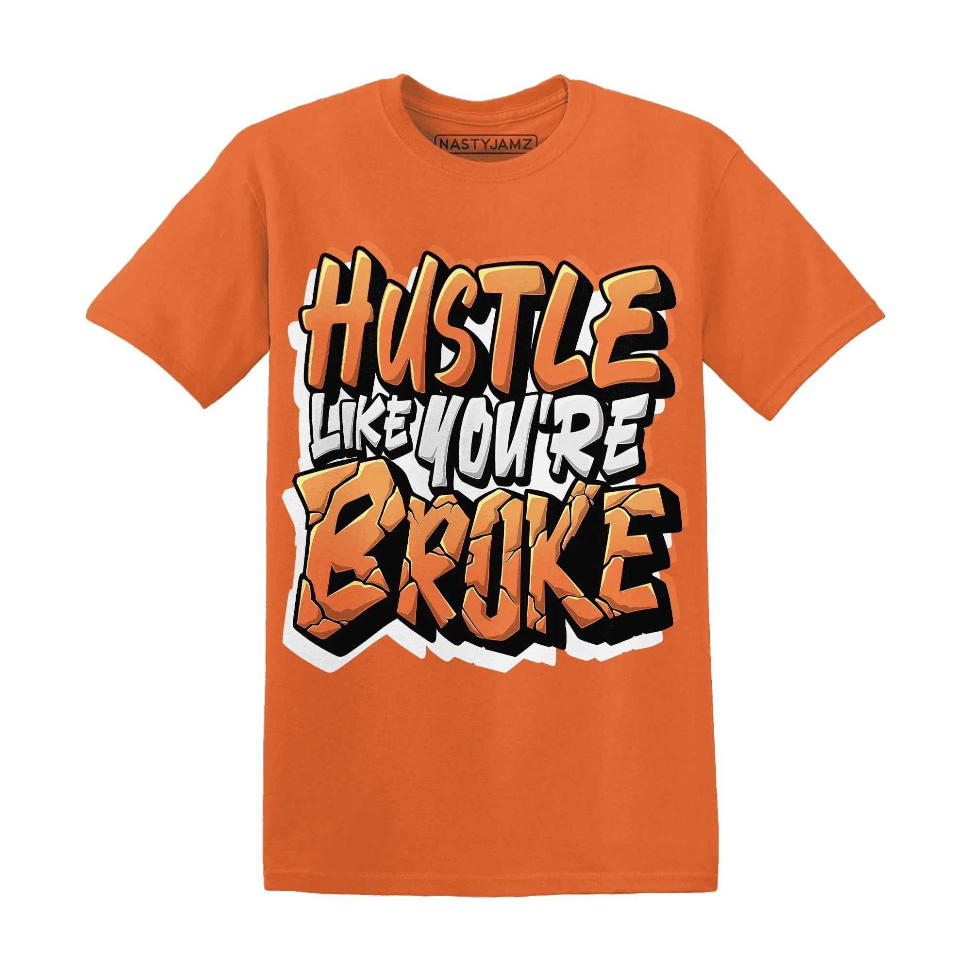 NastyJamz-AM-TW-White-Orange-T-Shirt-Match-Hustle-Like-Broke