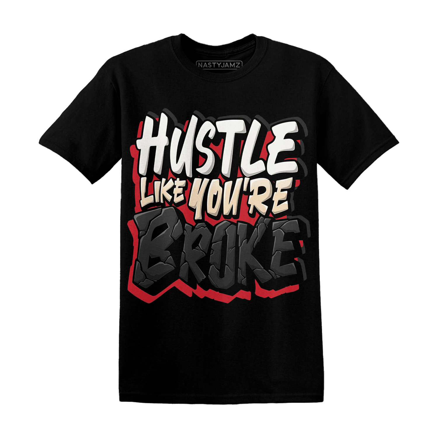 Jumman Jack University Red T Shirt Hustle Like Broke - NastyJamz