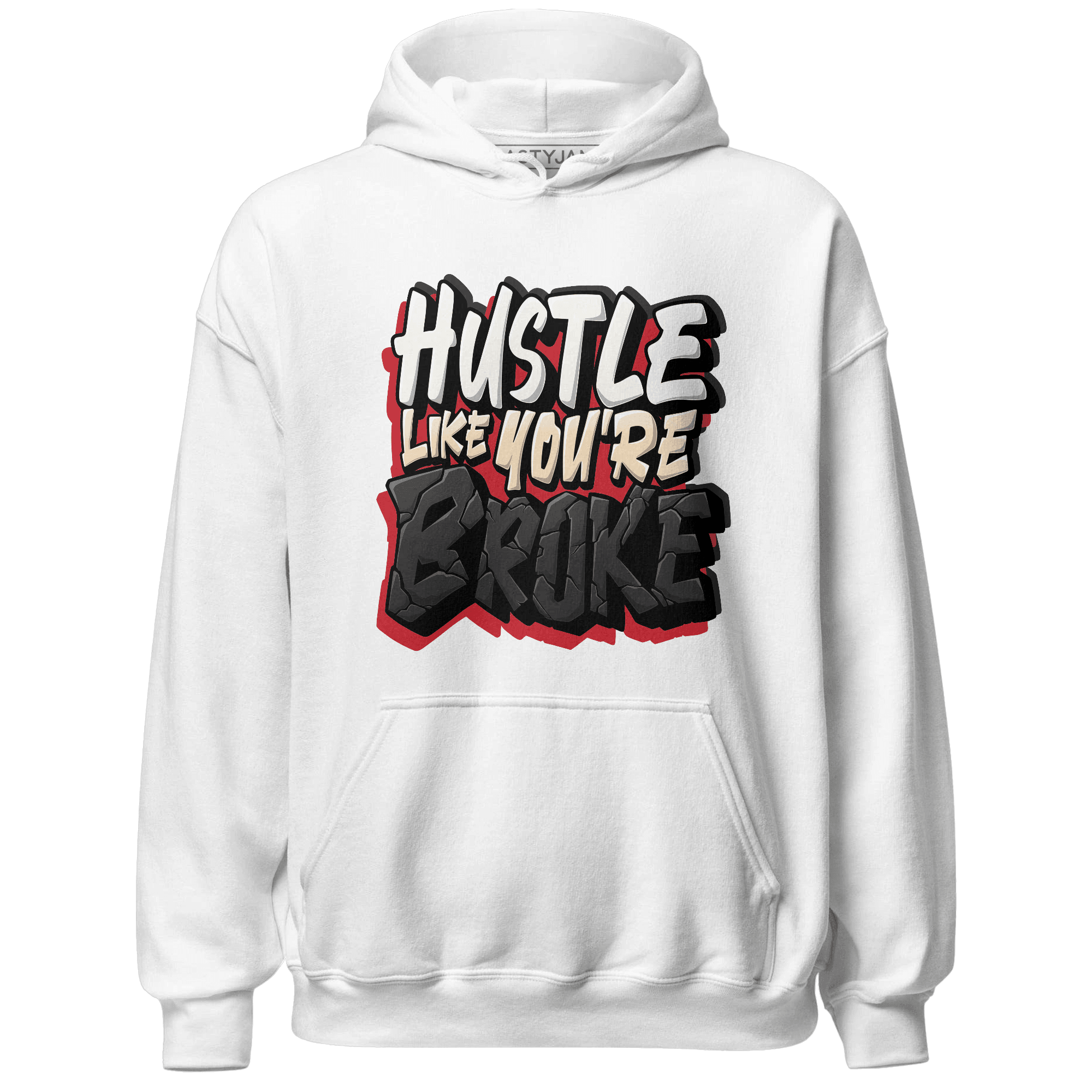 Jumman Jack University Red Hoodie Match Hustle Like Broke - NastyJamz