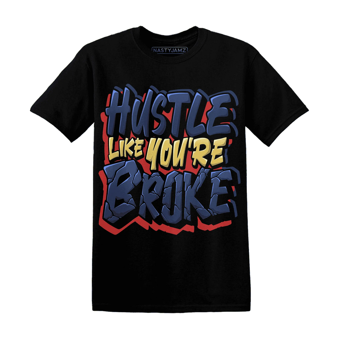 VaporMax-Air-Plus-Midnight-Navy-Gold-Black-NastyJamz-T-Shirt-Match-Hustle-Like-Broke