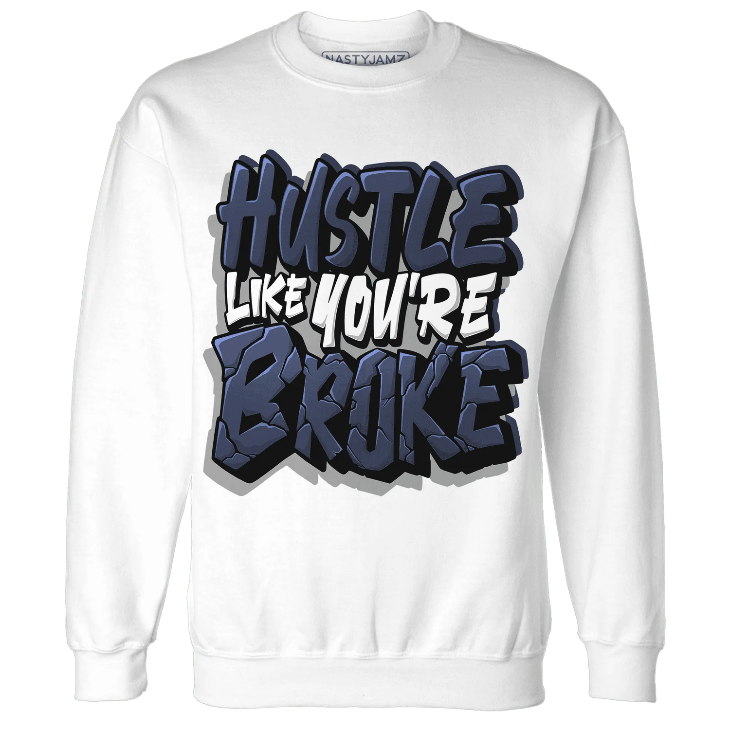 VaporMax-Plus-Midnight-Navy-White-Metallic-Silver-NastyJamz-Sweatshirt-Match-Hustle-Like-Broke
