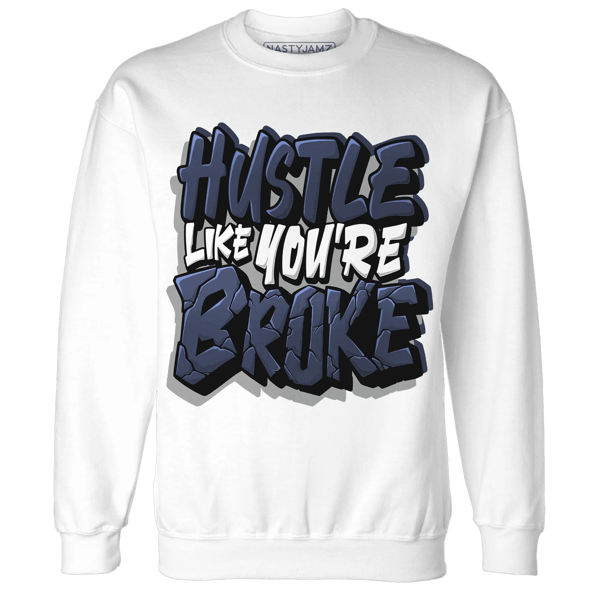 VaporMax-Plus-Midnight-Navy-White-Metallic-Silver-NastyJamz-Sweatshirt-Match-Hustle-Like-Broke