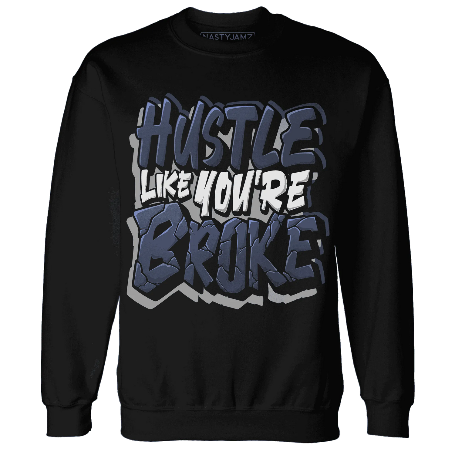 VaporMax-Plus-Midnight-Navy-White-Metallic-Silver-NastyJamz-Sweatshirt-Match-Hustle-Like-Broke