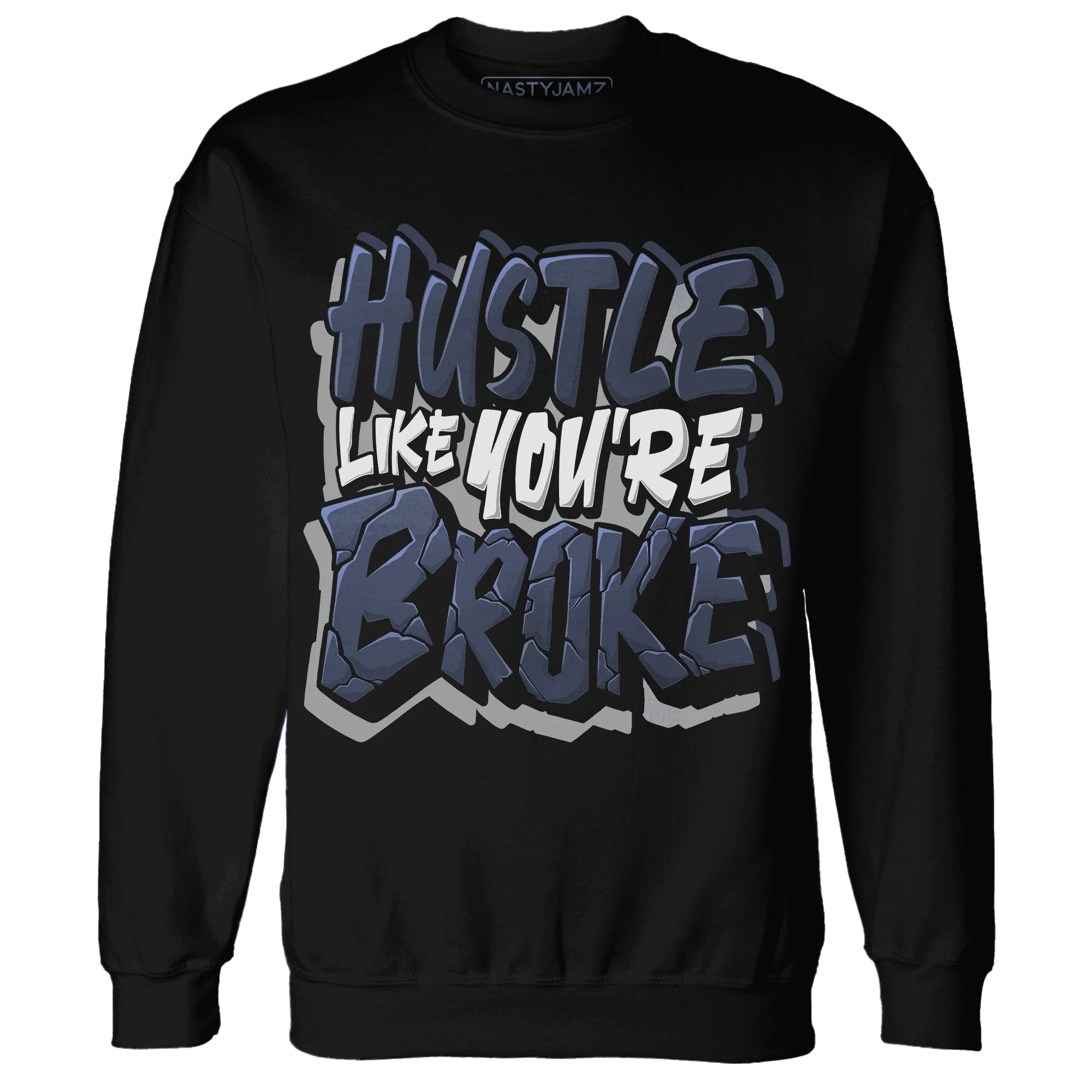 VaporMax-Plus-Midnight-Navy-White-Metallic-Silver-NastyJamz-Sweatshirt-Match-Hustle-Like-Broke