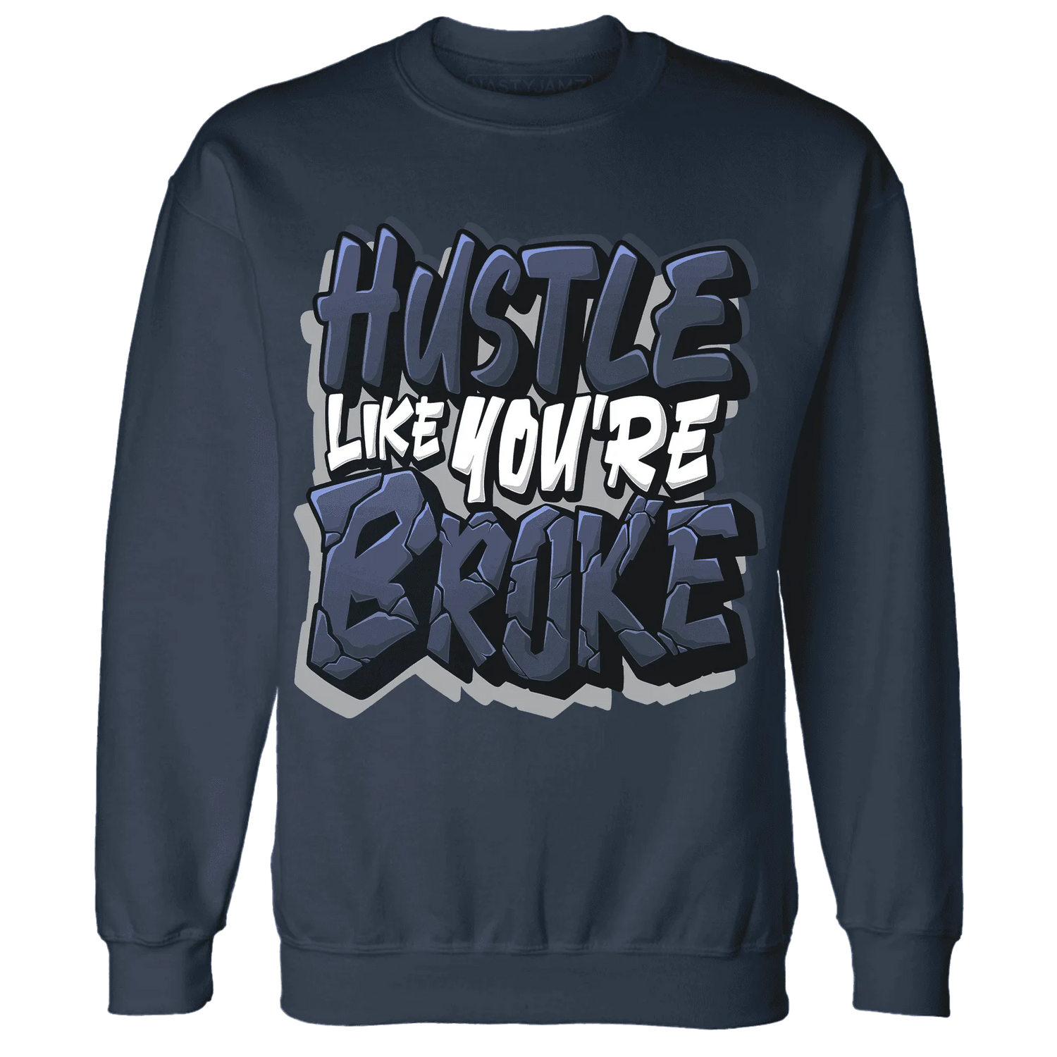 VaporMax-Plus-Midnight-Navy-White-Metallic-Silver-NastyJamz-Sweatshirt-Match-Hustle-Like-Broke