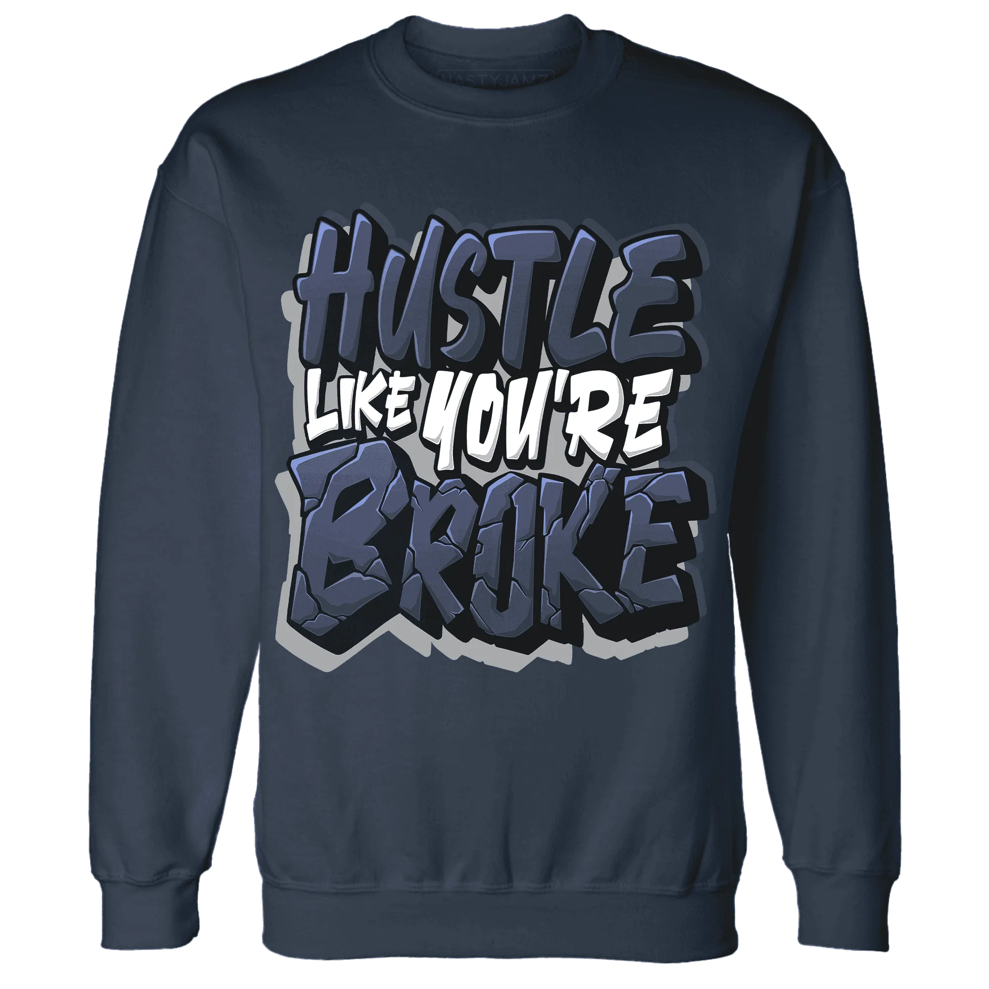 VaporMax-Plus-Midnight-Navy-White-Metallic-Silver-NastyJamz-Sweatshirt-Match-Hustle-Like-Broke