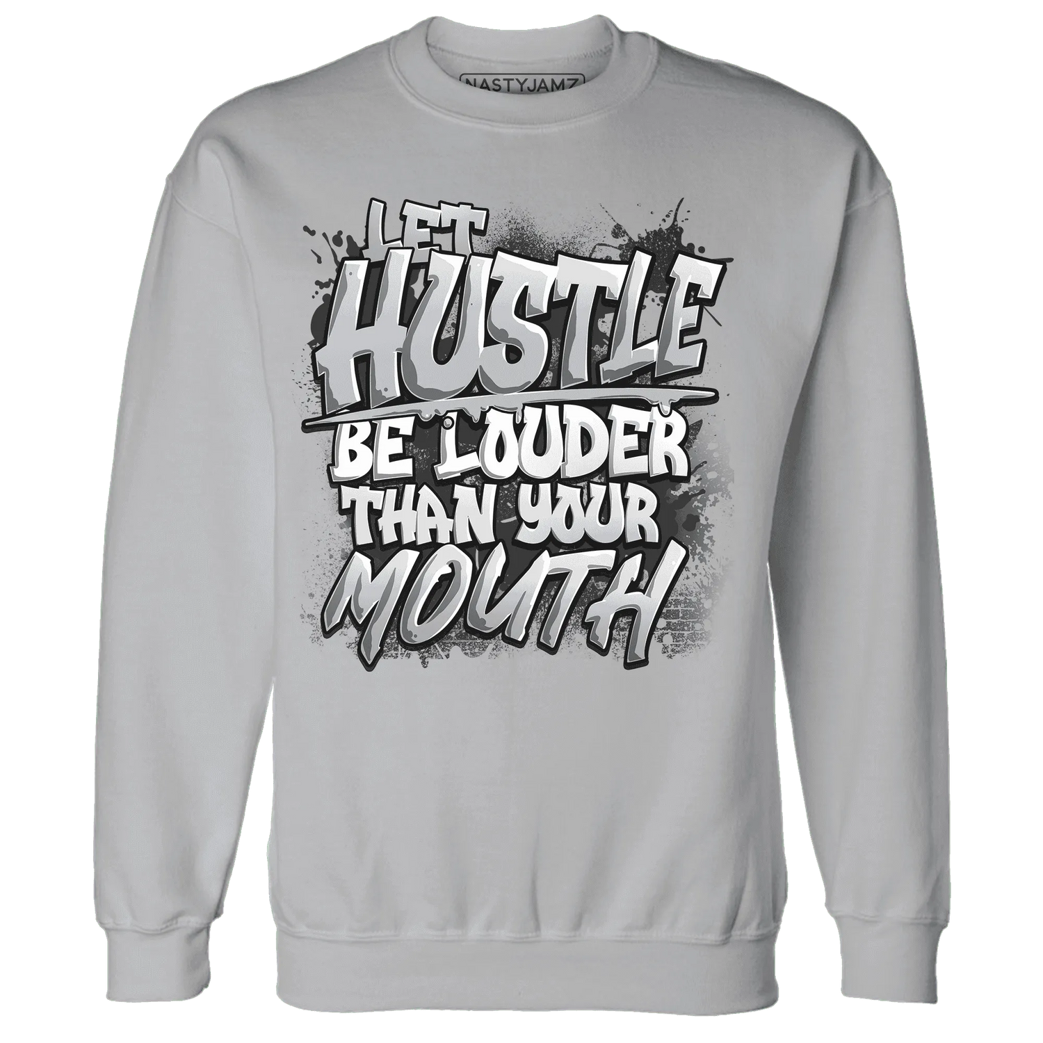NastyJamz-Wolf-Grey-12s-Sweatshirt-Match-Hustle-Louder