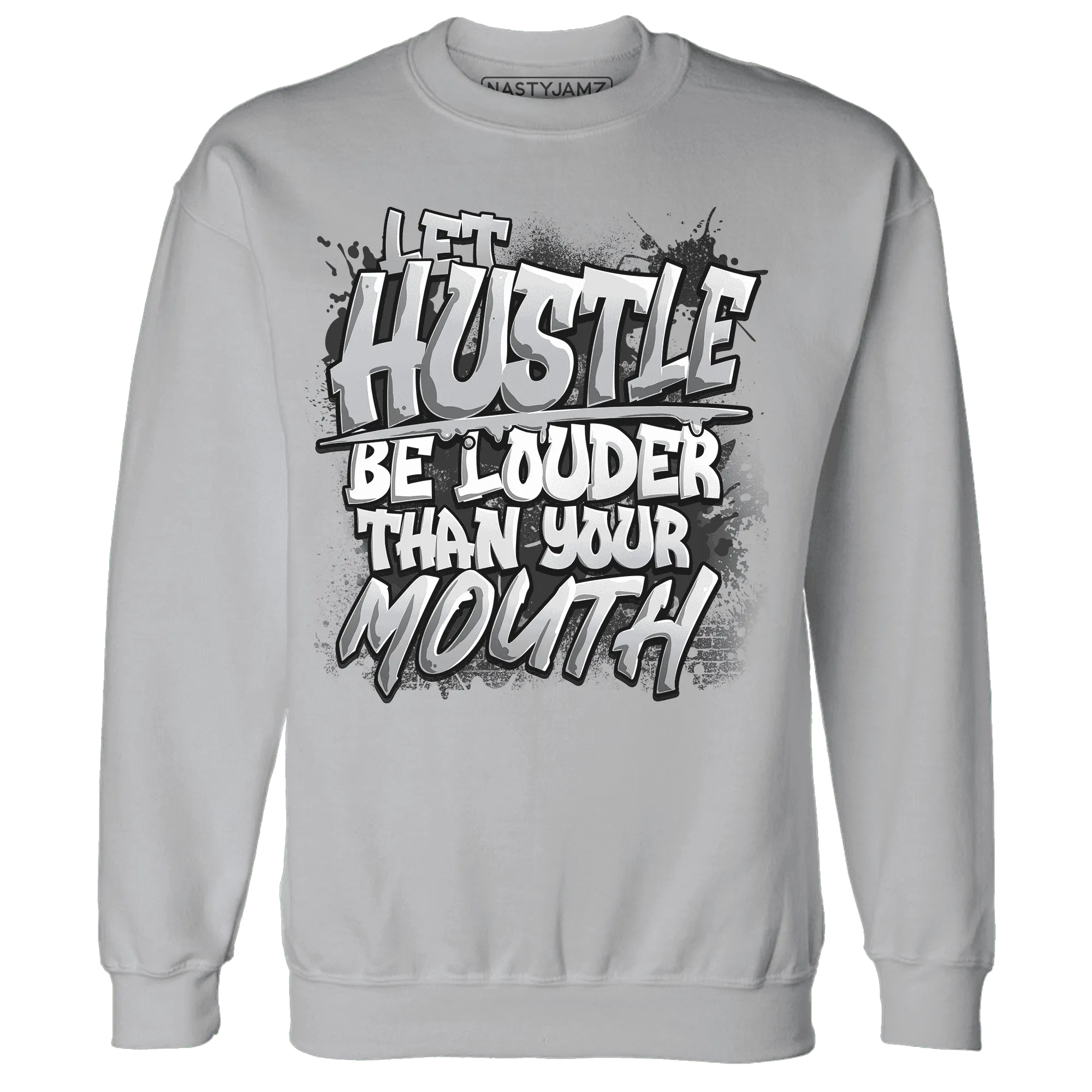 NastyJamz-Wolf-Grey-12s-Sweatshirt-Match-Hustle-Louder