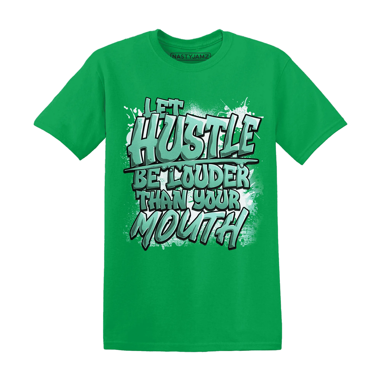NastyJamz-High-OG-Green-Glow-1s-T-Shirt-Match-Hustle-Louder