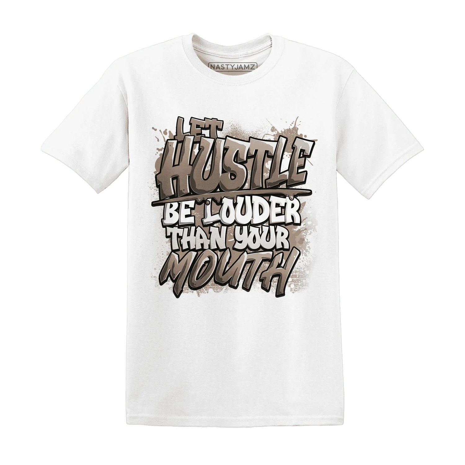 NastyJamz-Low-Mocha-1s-T-Shirt-Match-Hustle-Louder