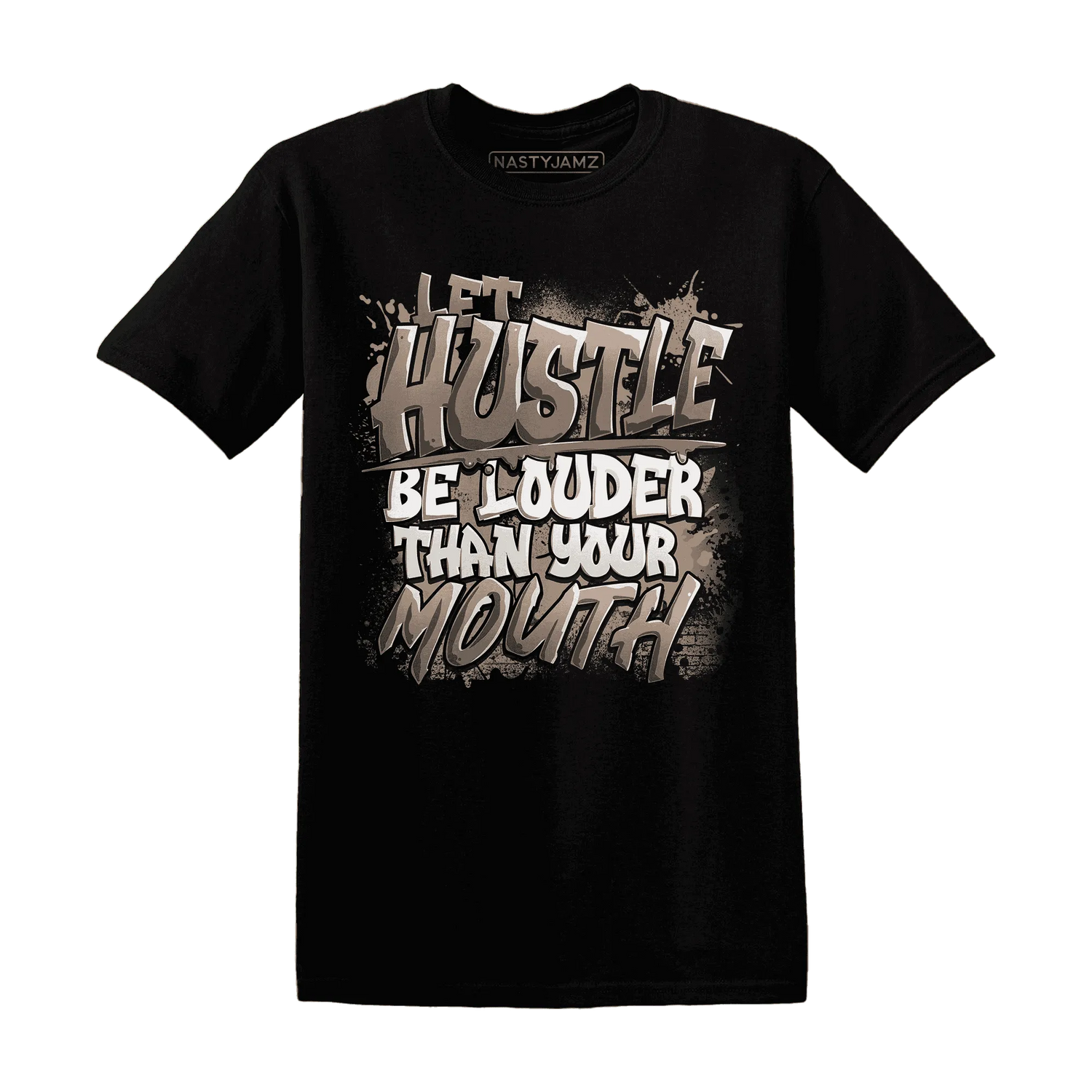 NastyJamz-Low-Mocha-1s-T-Shirt-Match-Hustle-Louder