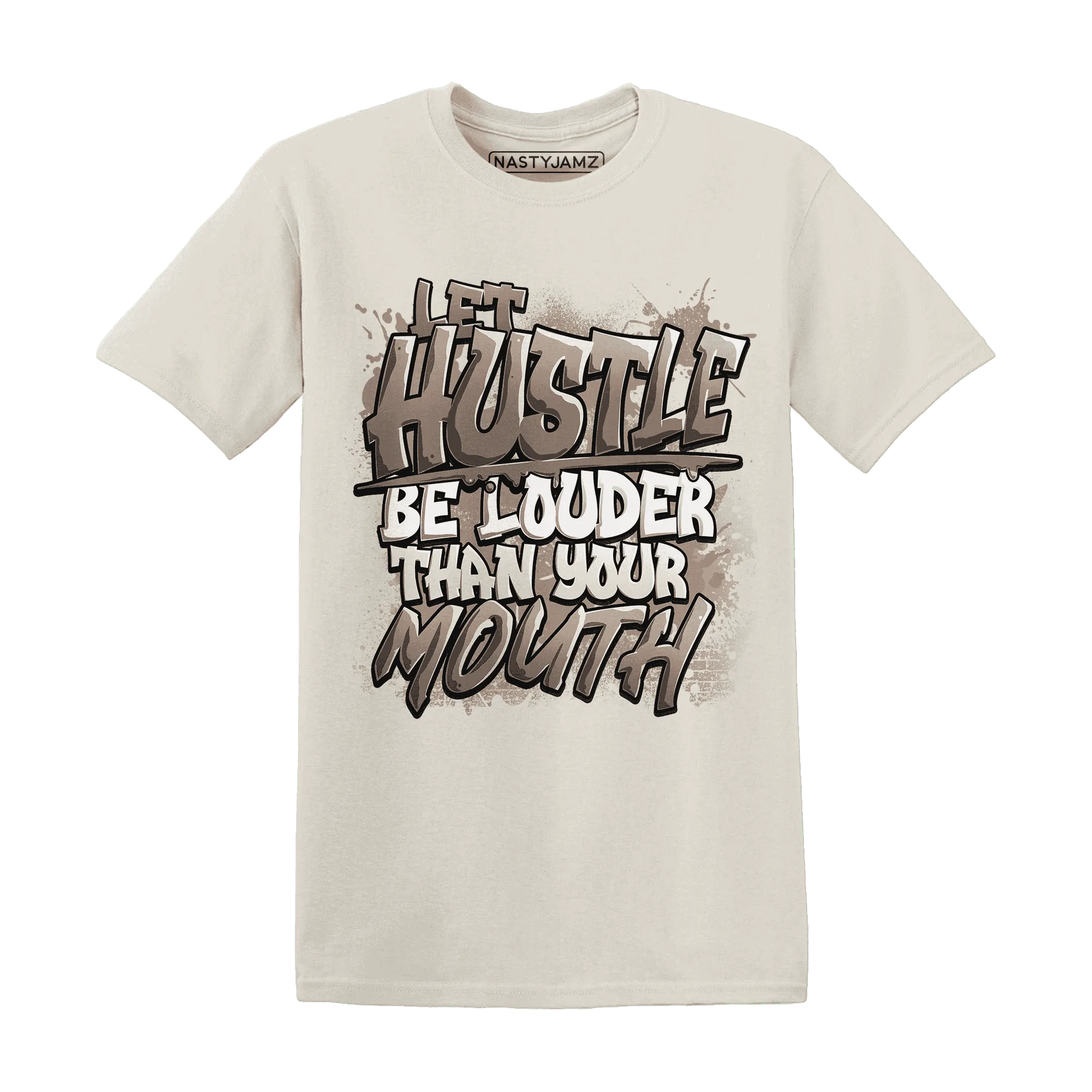 NastyJamz-Low-Mocha-1s-T-Shirt-Match-Hustle-Louder