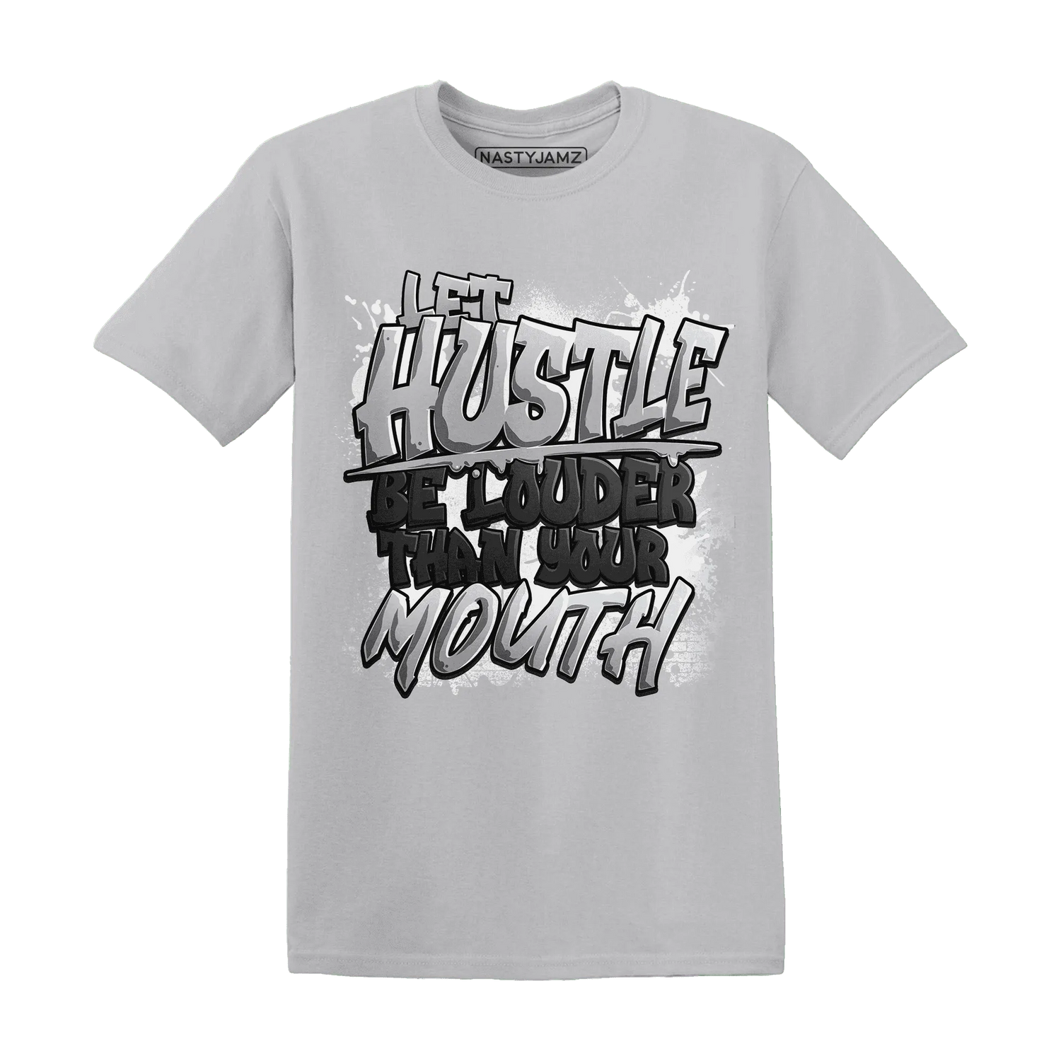 NastyJamz-Wolf-Grey-1s-T-Shirt-Match-Hustle-Louder