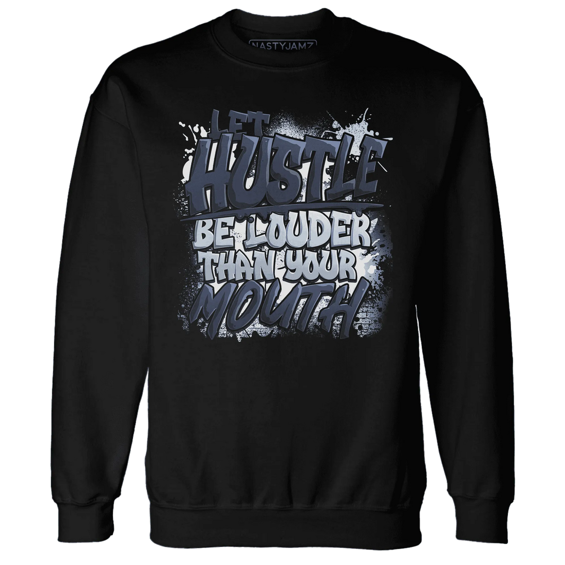 NastyJamz-White-Navy-6s-Sweatshirt-Match-Hustle-Louder