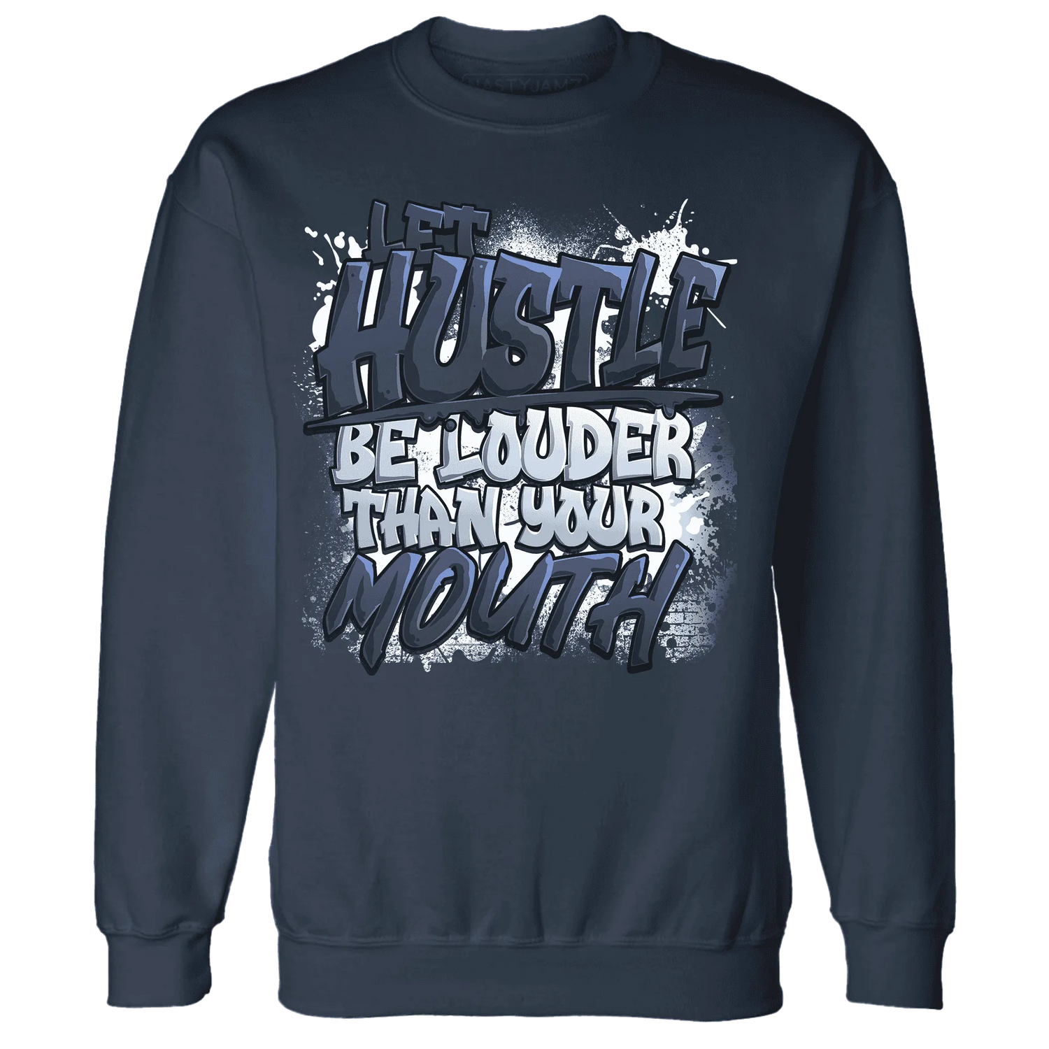 NastyJamz-White-Navy-6s-Sweatshirt-Match-Hustle-Louder