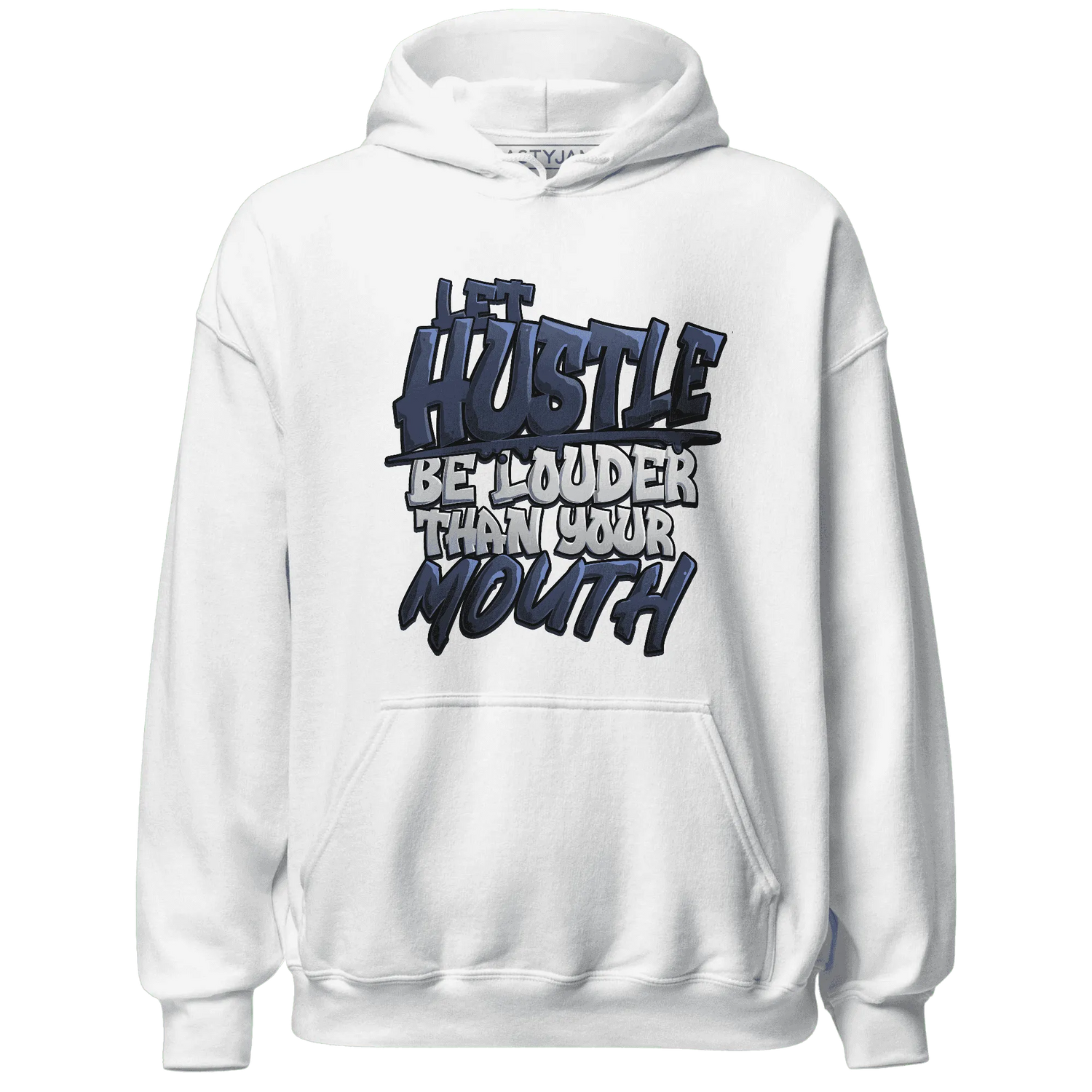NastyJamz-White-Navy-6s-Hoodie-Match-Hustle-Louder