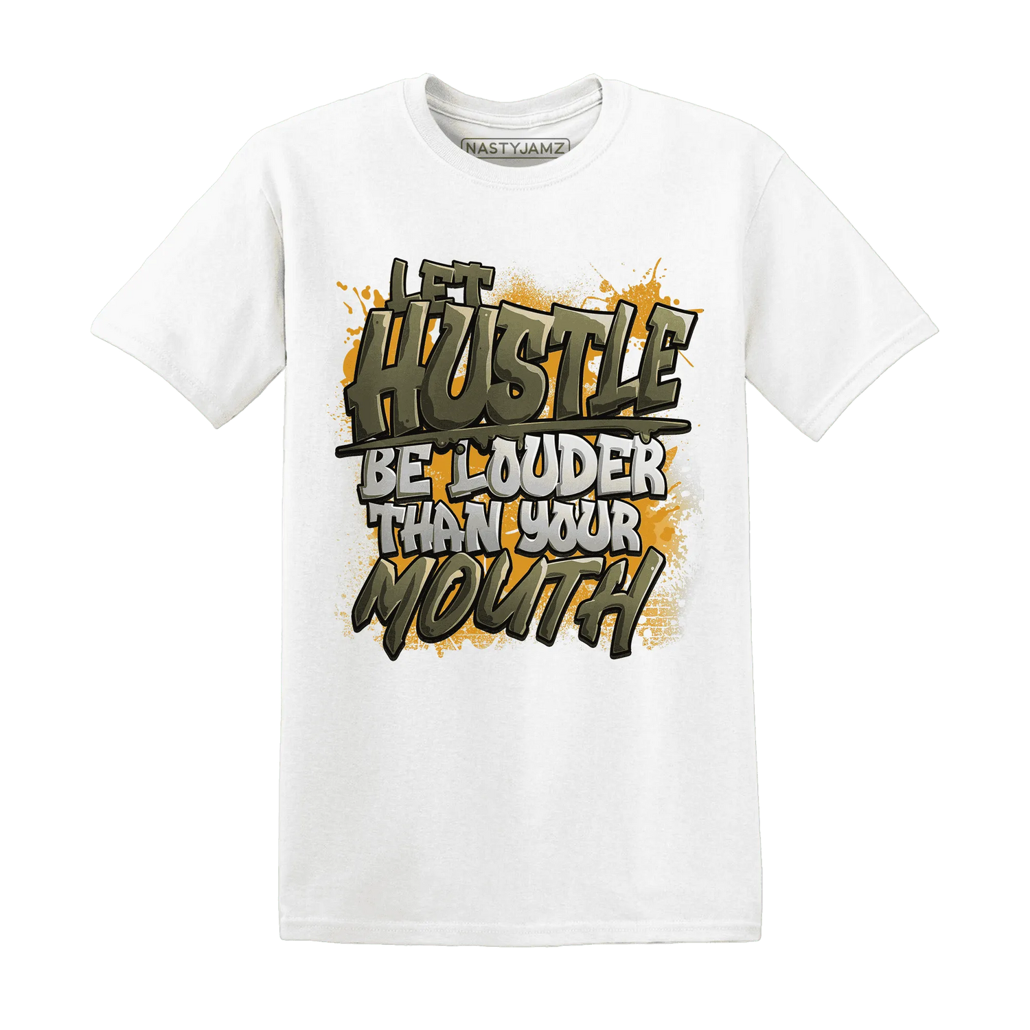 NastyJamz-Olive-5s-T-Shirt-Match-Hustle-Louder