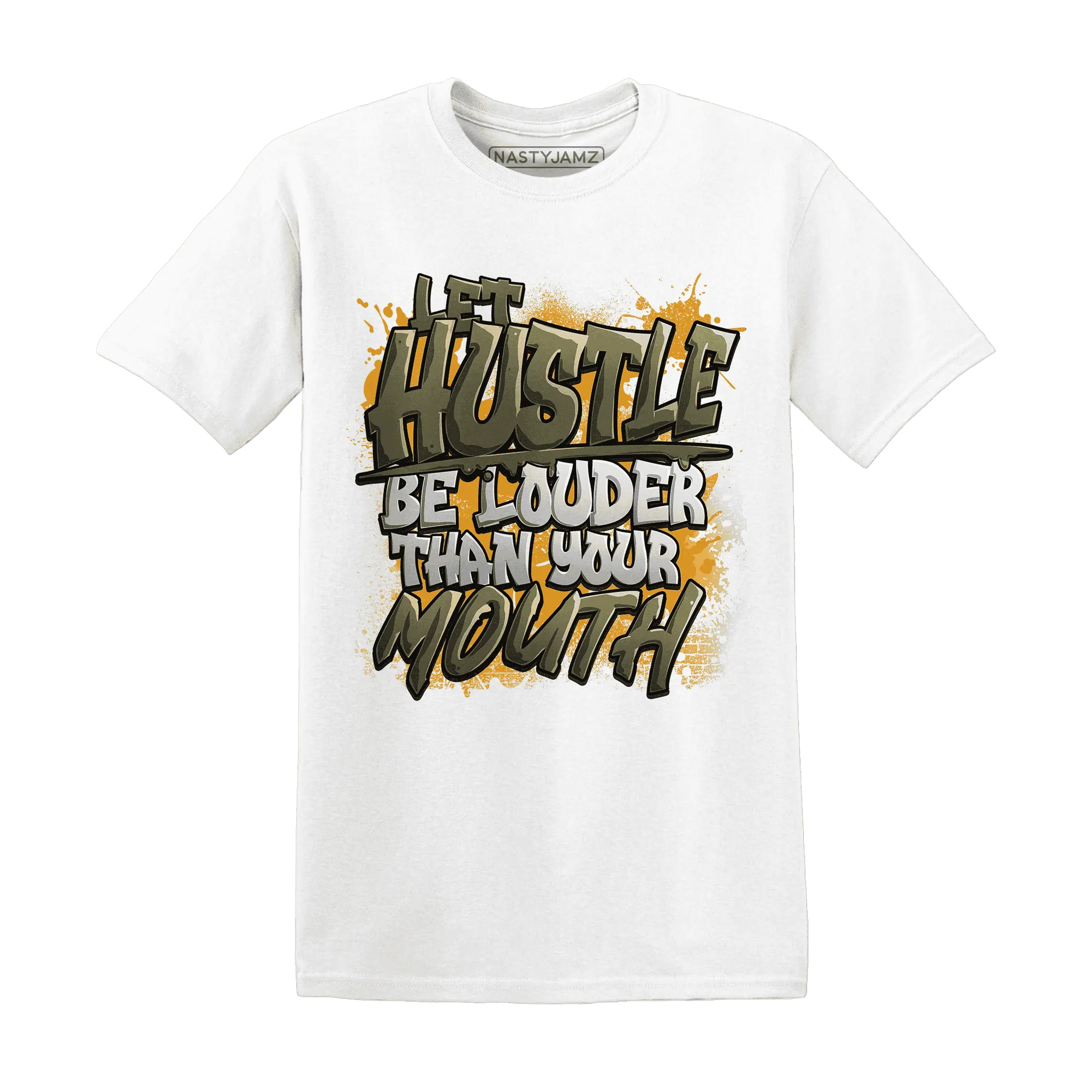 NastyJamz-Olive-5s-T-Shirt-Match-Hustle-Louder