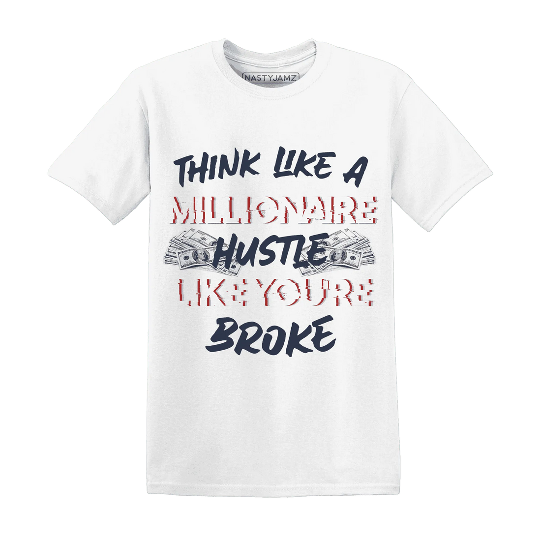 White-Navy-6s-T-Shirt-Match-Hustle-Millionaire