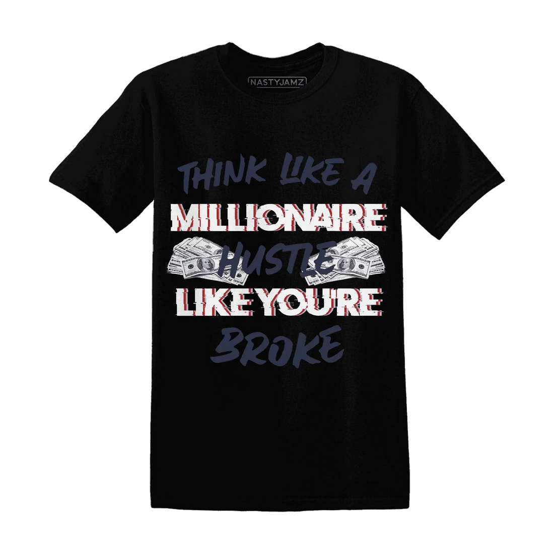 White-Navy-6s-T-Shirt-Match-Hustle-Millionaire