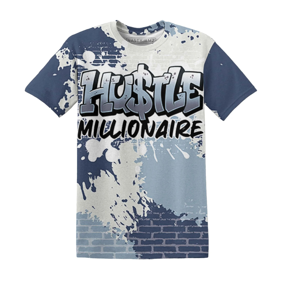 Mid-Diffused-Blue-Grey-1s-T-Shirt-Match-Hustle-Millionaire-3D