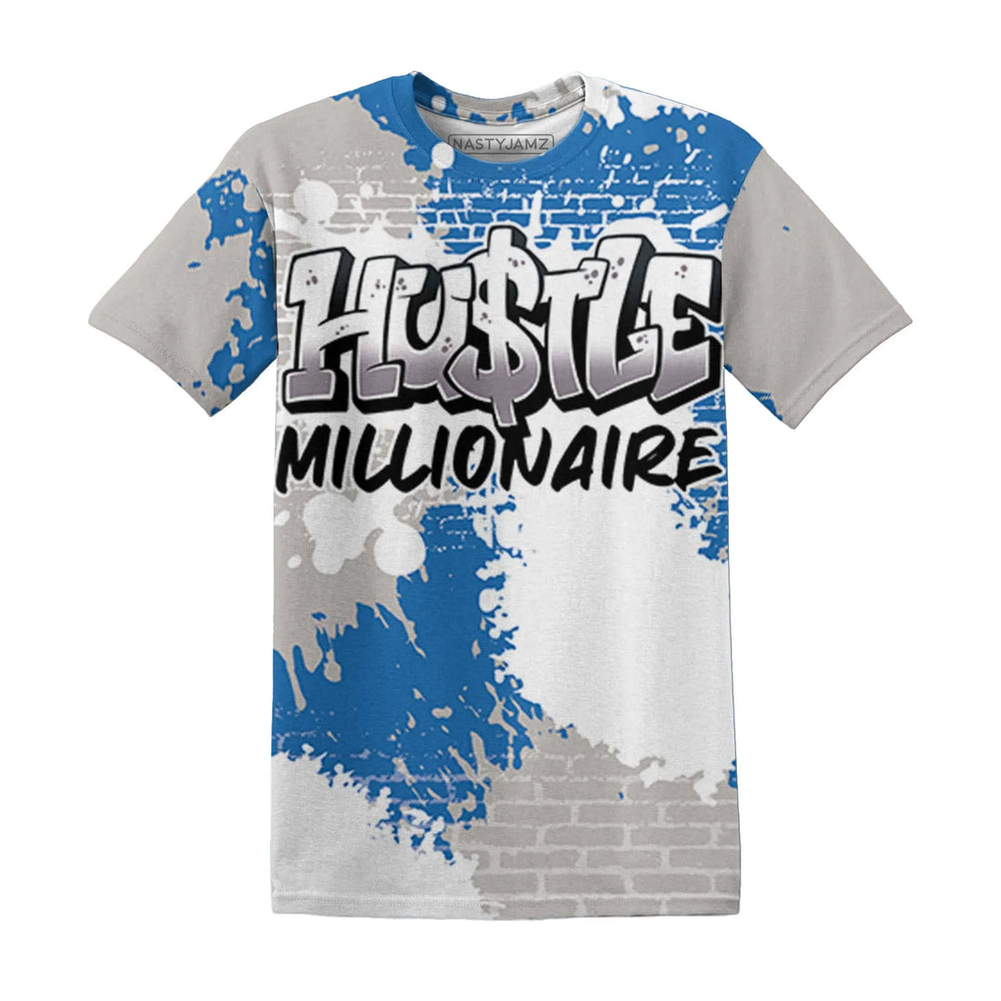 Industrial-Blue-4s-T-Shirt-Match-Hustle-Millionaire-3D