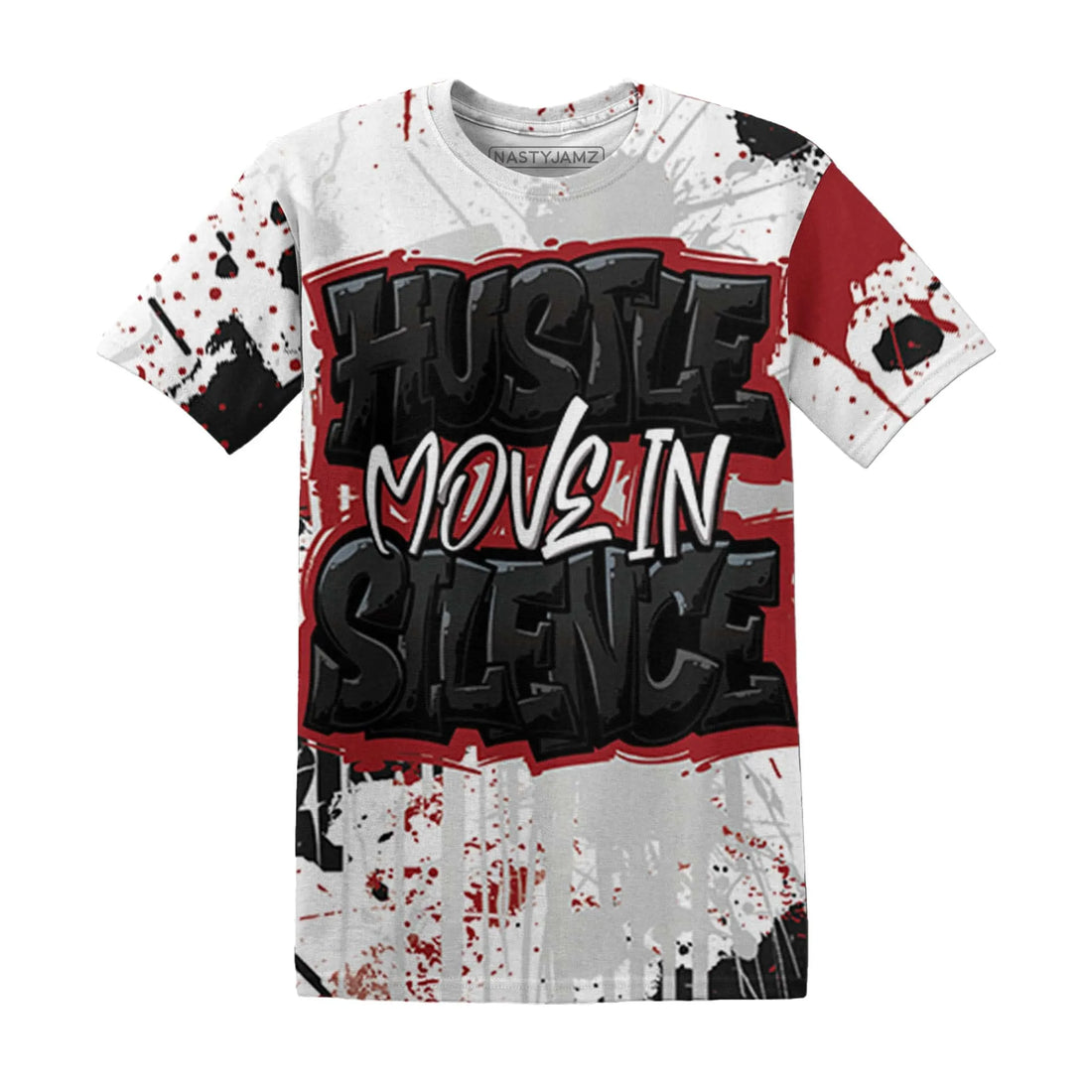Retro-Red-Taxi-12s-T-Shirt-Match-Hustle-Move-In-Silence-3D